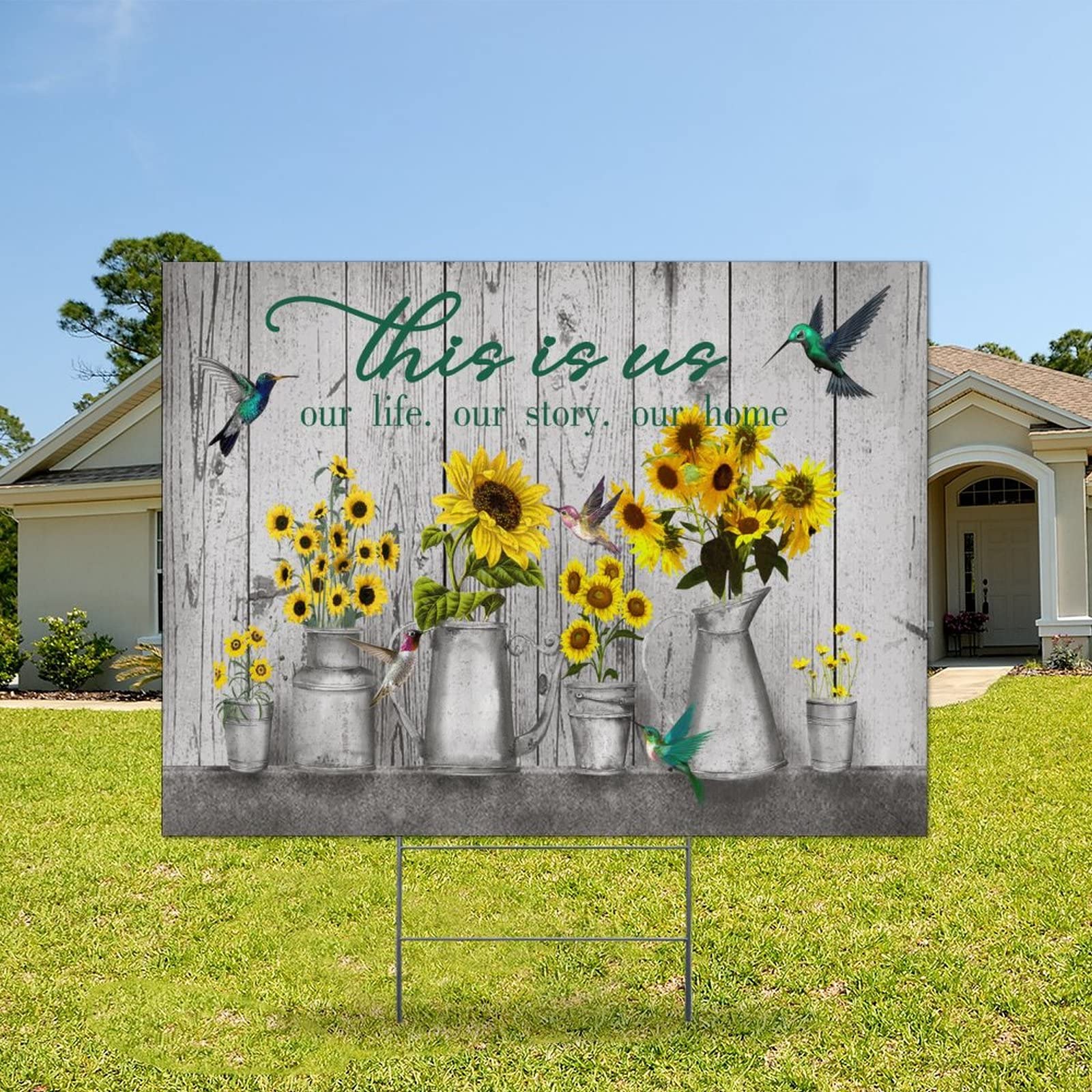 Our Life Our Home Double-Sided Yard Sign - Weatherproof Garden Decor for Sales & Events