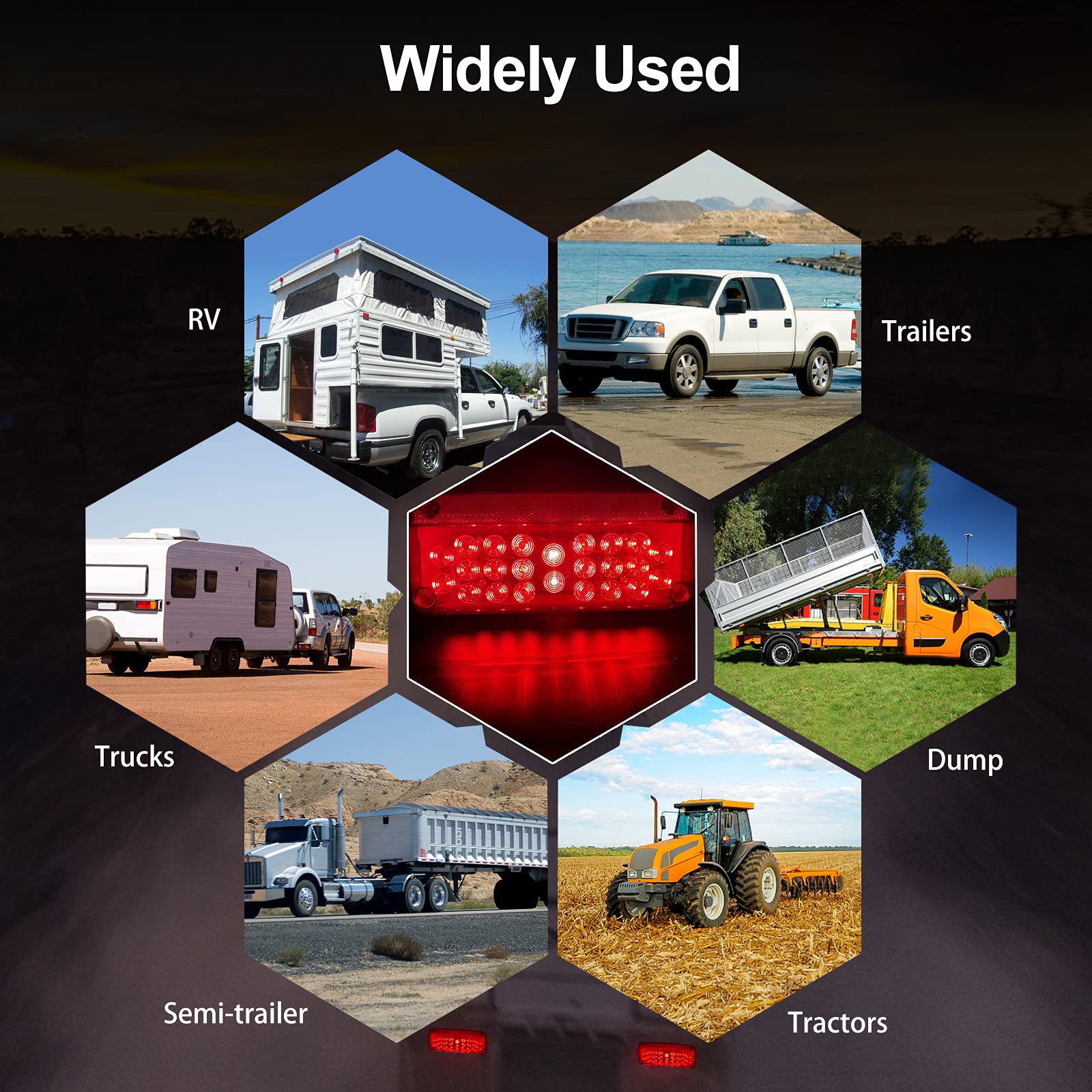 LIMICAR RV LED Tail Lights - 53 Red Brake & White License Lights for Campers & Trailers