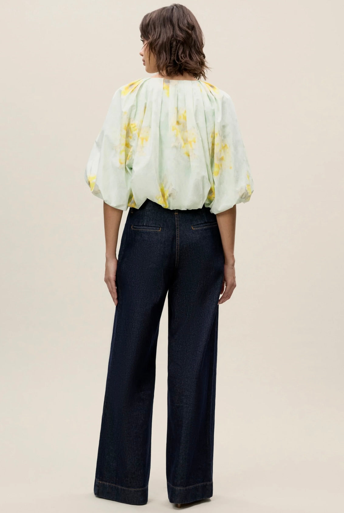 Yara Poplin Bubble Top in Sage Combo - Women's Fashion Blouse for Casual Wear, Date Night & Summer Outfits