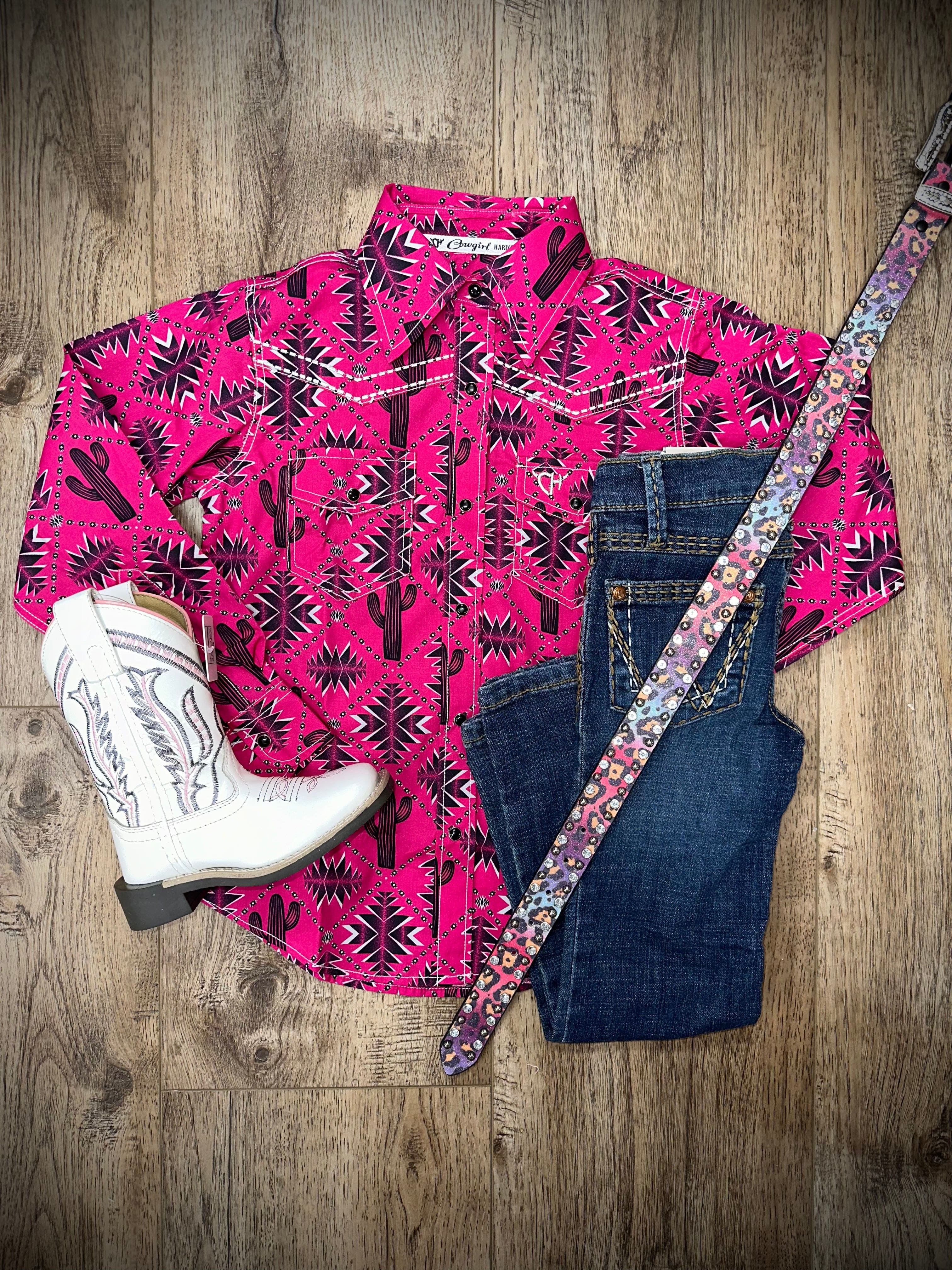 Girl's CH Aztec Berry Print T-Shirt - Stylish & Comfortable Top for Casual Wear, School, and Outings