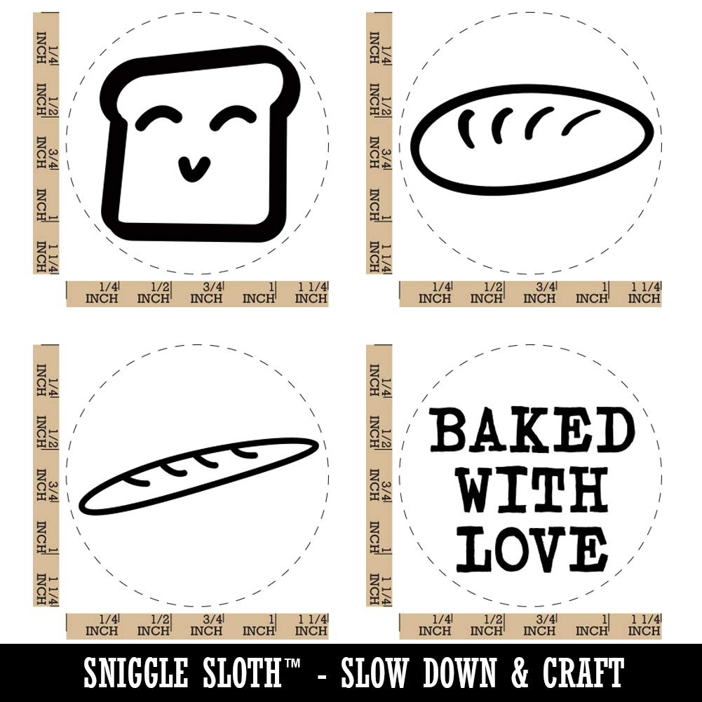 Bread Baking Rubber Stamp Set - 1-1/4 Inch Large Loaf & Baguette Stamps for DIY Crafting, Planner Decor, and Scrapbooking - Perfect for Home Bakers and Stationery Enthusiasts