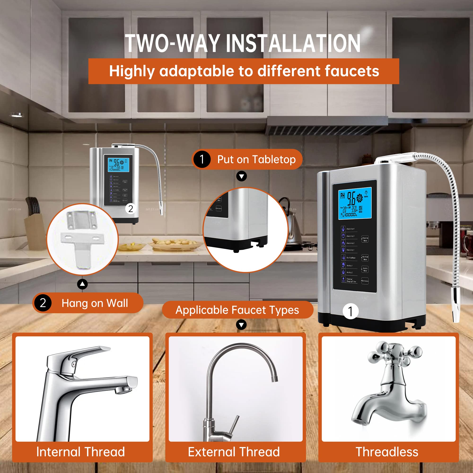 Premium AlkaDrops Water Ionizer & Purifier Machine - pH 3.5-10.5 Adjustable, -500mV ORP, 6000L Filter Capacity, 7 Settings, Auto-Clean Function, Smart Voice Control (Silver) - Perfect for Home, Office & Health-Conscious Lifestyles