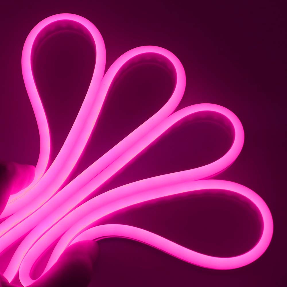 XUNATA LED Neon Light Strip - Dimmable 110-120V Flexible Rope Light, 120 LEDs/M, 99ft/30m Waterproof 2835 SMD with Remote - Perfect for Party Decor, Bedroom Lighting, Bar Signs & Wedding Backdrops (Pink)