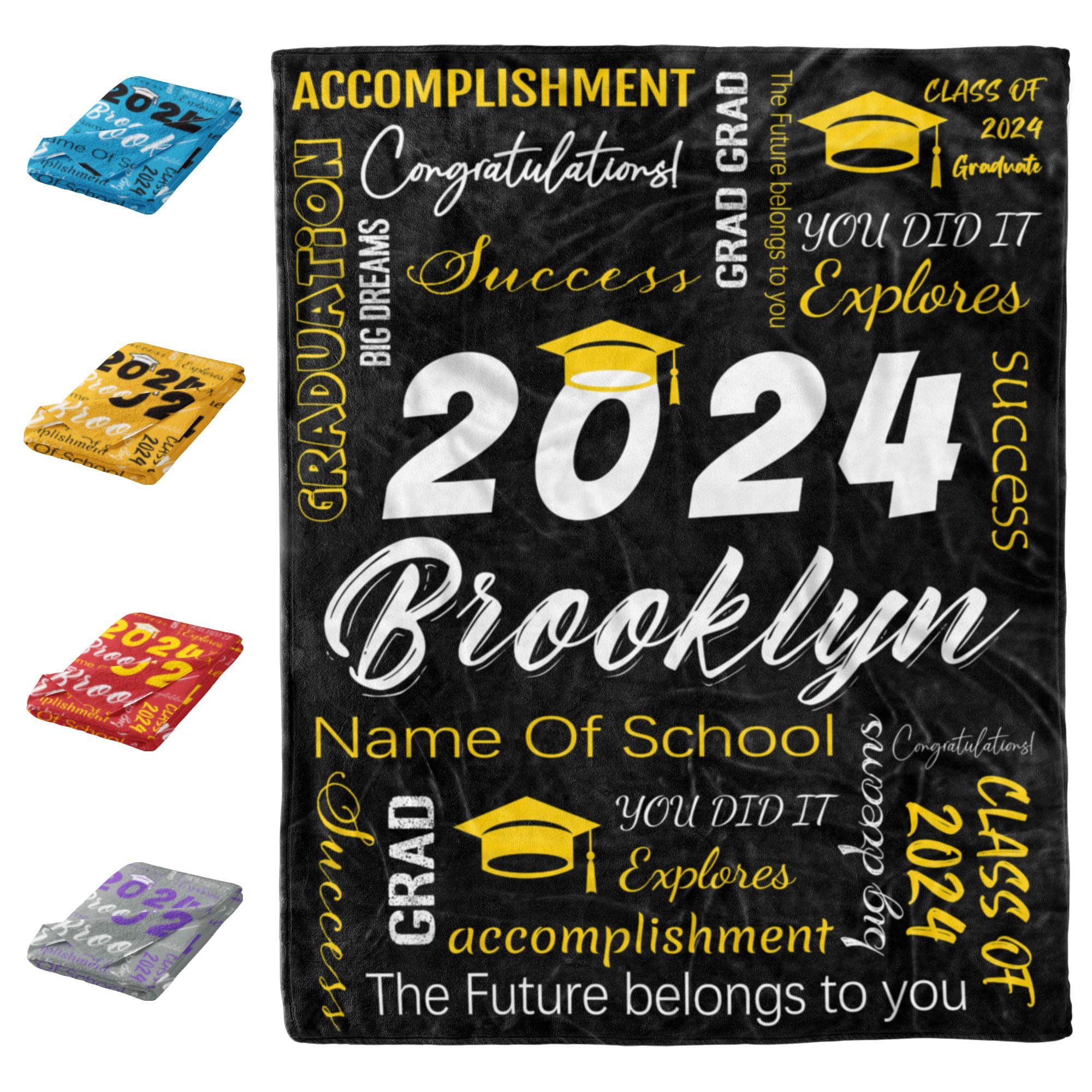 Custom Graduation Photo Blanket 2025 - Personalized Name & Text Throw Blanket for High School & College Graduates - Perfect Graduation Gift for Son or Daughter - Celebrate 'You Did It!' Achievement - Great for Dorm Rooms, Home Decor & Memory Keepsake