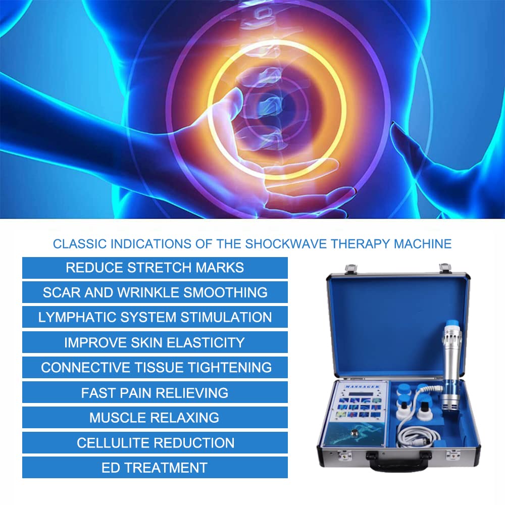 Extracorporeal Shockwave Therapy Machine for Pain Relief - Deep Tissue Massager for Muscle Relaxation, Erectile Dysfunction & Sports Injury Recovery - Home & Clinic Use