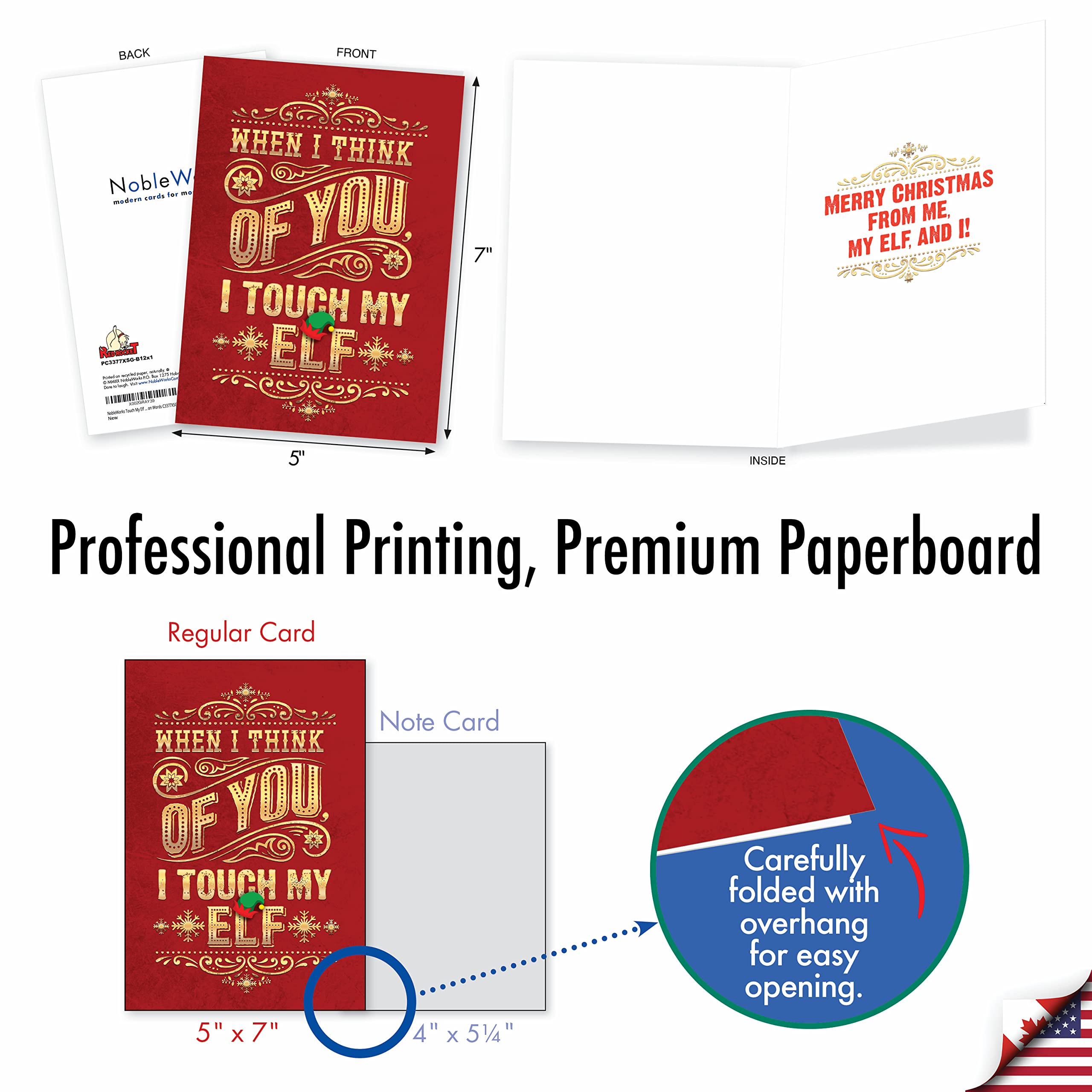 12 Funny Christmas Greeting Cards for Adults - Rude Holiday Humor Boxed Set with Envelopes (1 Design, 12 Cards) - Perfect for Office Parties, White Elephant Gifts & Naughty Holiday Greetings