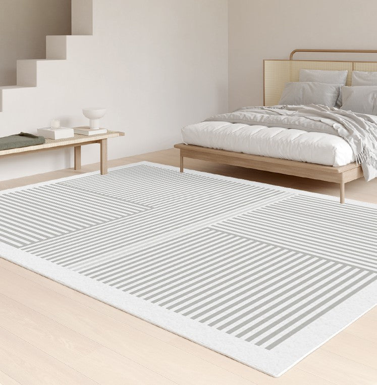 Stylish Geometric Contemporary Area Rugs - Soft Modern Gray Rug for Bedroom, Dining Room & Living Room - Perfect for Home Decor, Office & High-Traffic Areas