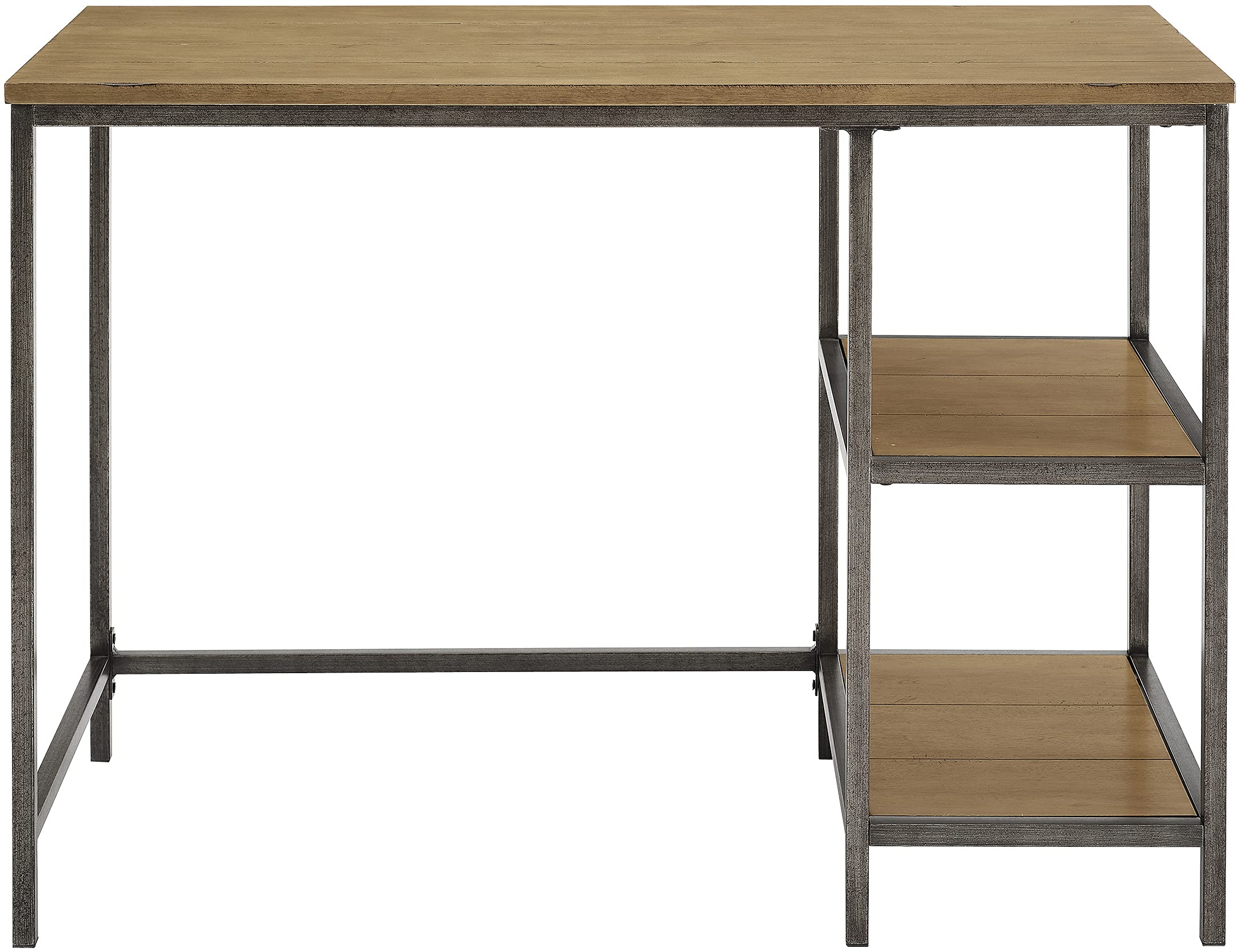 Crosley Furniture Brooke Small Home Office Desk with Storage Shelves - Compact Writing Desk for Small Spaces, Washed Oak Finish - Perfect for Home Office, Study Room, or Dormitory