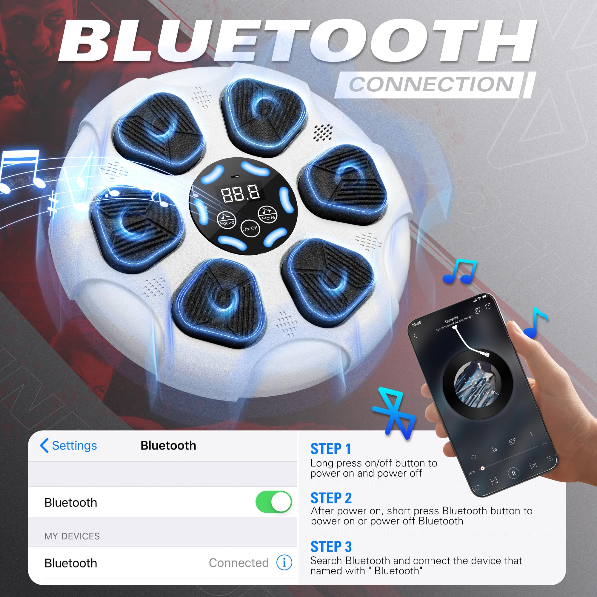Smart Bluetooth Boxing Machine - Electronic Punching Training Equipment with Gloves for Adults & Kids | Wall Mounted Home Gym Fitness Trainer for Boxing Workouts & Music Training