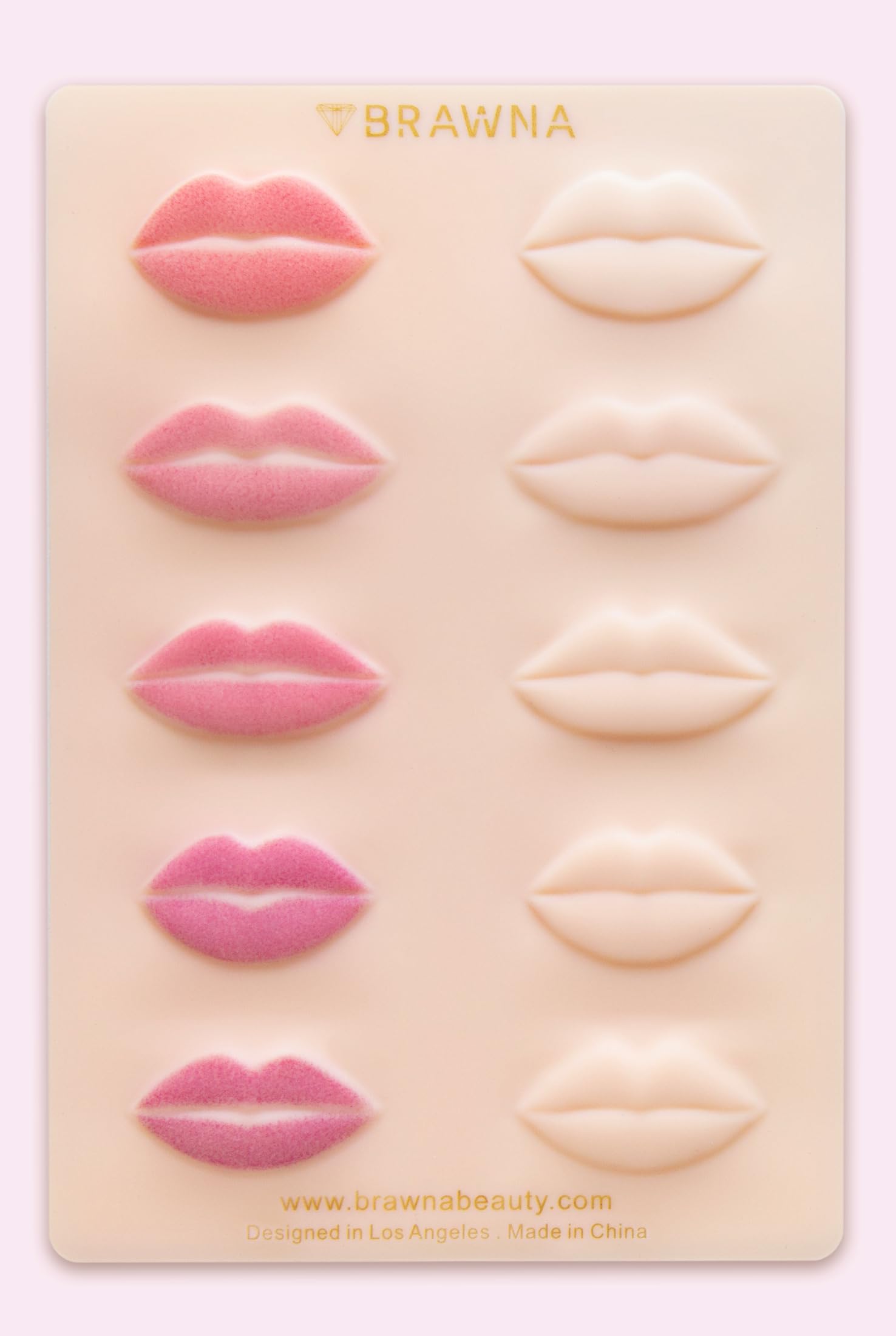 BRAWNA 3 Pack 3D Lip PMU Practice Skin - Soft Silicone Lip Blush Training Pad with Realistic Human Skin Texture (10 Lip Shapes) - Essential PMU Supplies for Lip Tattoo Artists & Beginners - Perfect for Salon Practice, Home Training & Beauty School