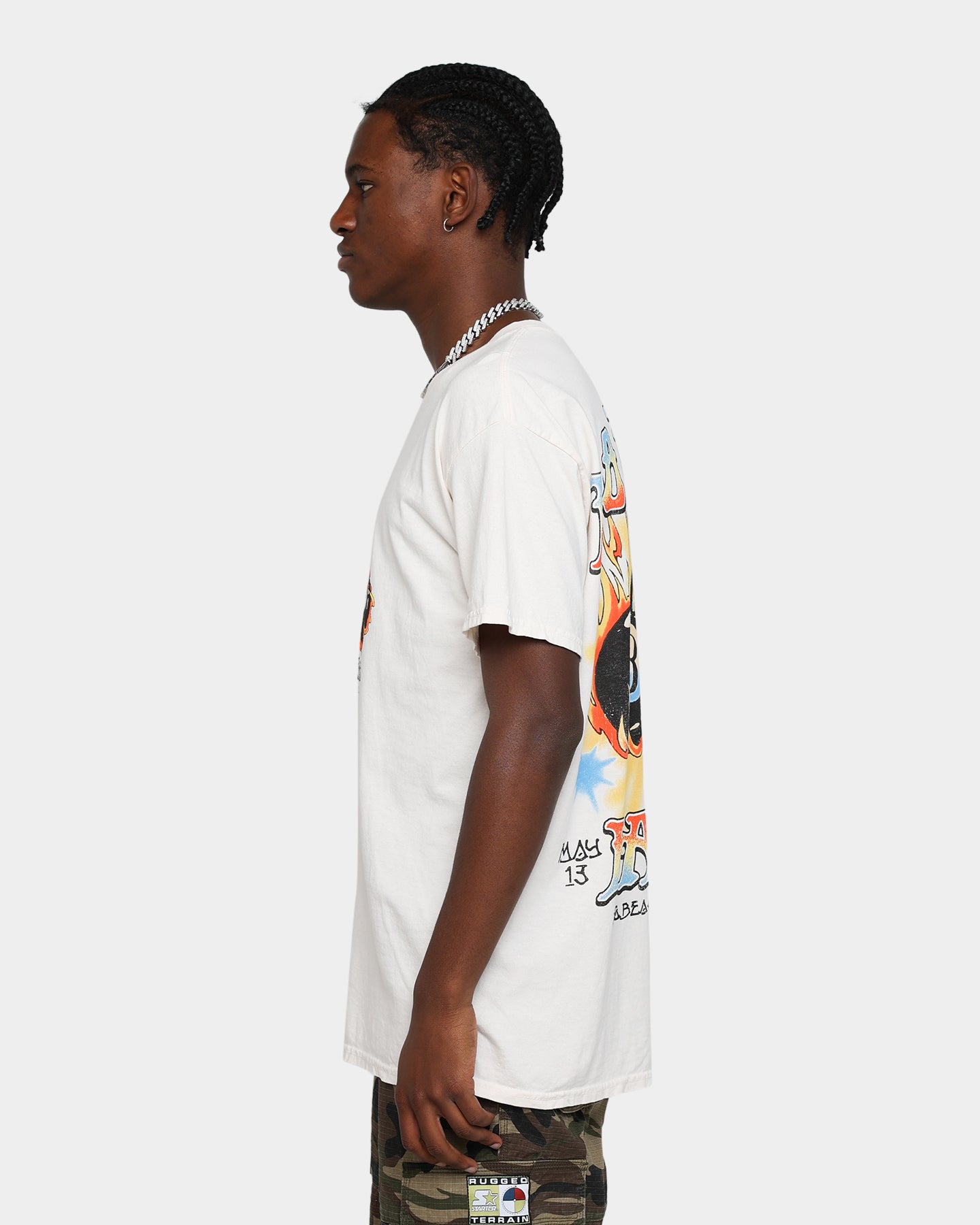 Vintage Rollars Ball Graphic T-Shirt - Off White Retro Thrifted Tee for Men & Women | Casual Streetwear, 90s Inspired Outfit, Unisex Soft Cotton Shirt
