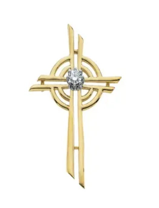 14K Yellow Gold Diamond Cross Pendant Necklace - Natural Earth Mined Diamond Jewelry for Women - Elegant Religious Gift for Easter, Baptism & Confirmation - Perfect for Church, Weddings & Special Occasions