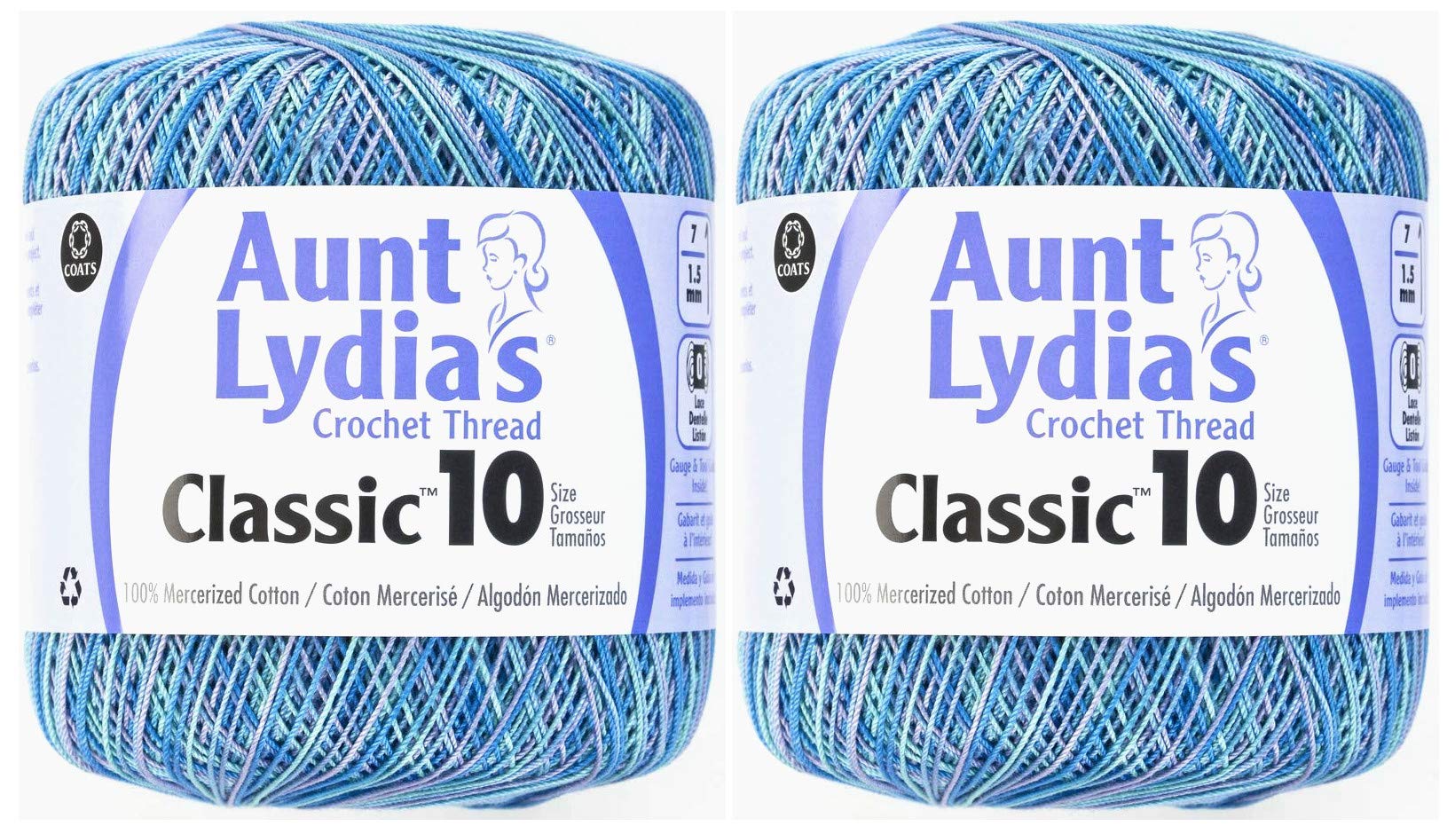 Aunt Lydia's Classic Crochet Thread Size 10 - Ocean Blue 100% Cotton Yarn for Crocheting, Knitting, DIY Crafts & Home Decor Projects