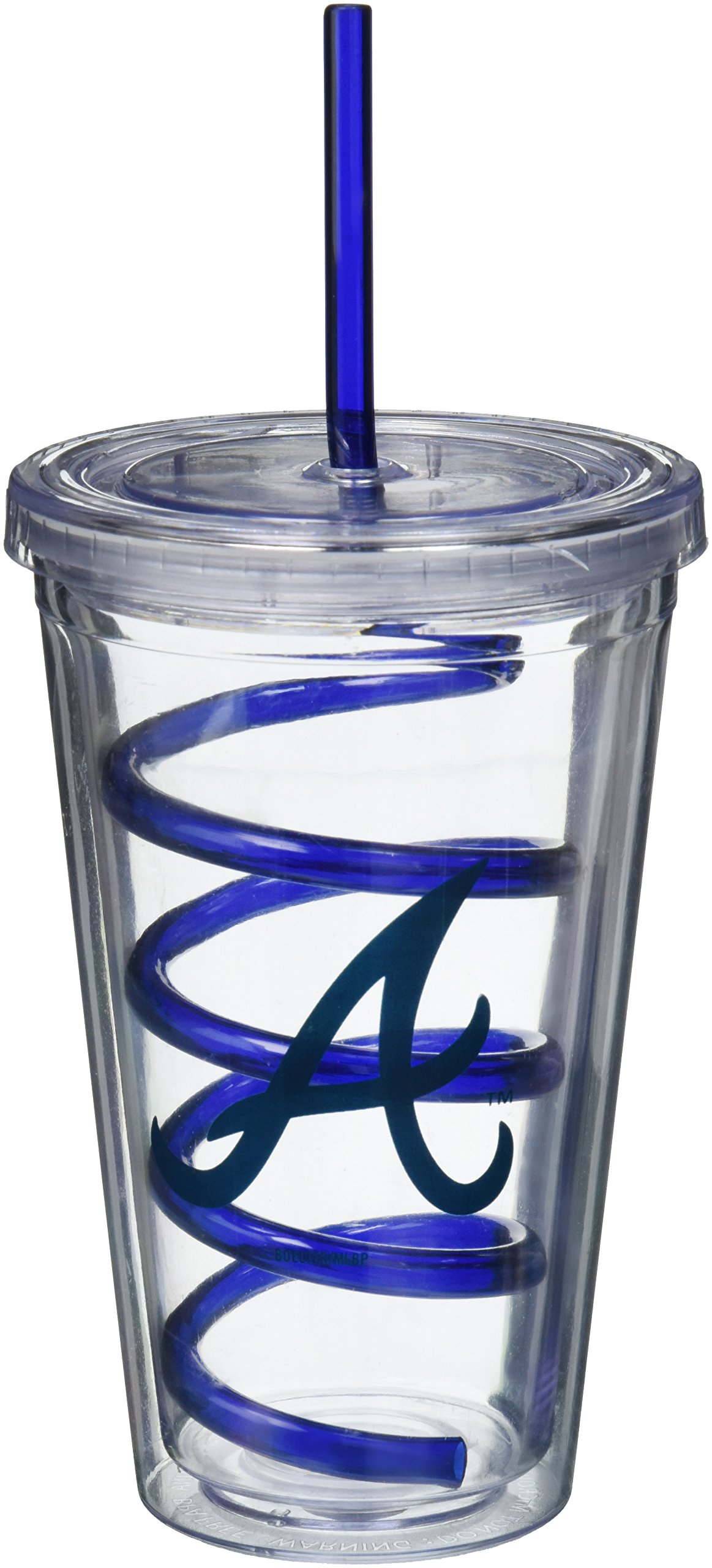 MLB Atlanta Braves 16-Oz Insulated Stainless Steel Swirl Straw Tumbler - Leakproof Travel Cup for Baseball Games, Office & Outdoor Activities