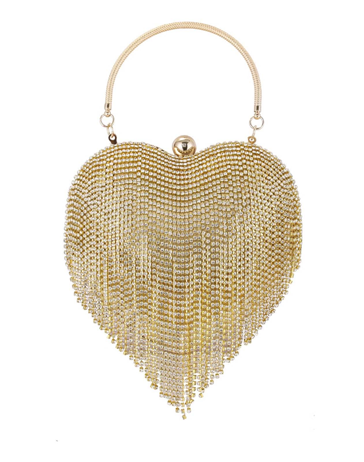 JOEupin Women's Crystal Evening Handbag with Rhinestone Tassel Handle - Elegant Wedding Clutch Purse for Parties, Prom, Bridal & Special Occasions