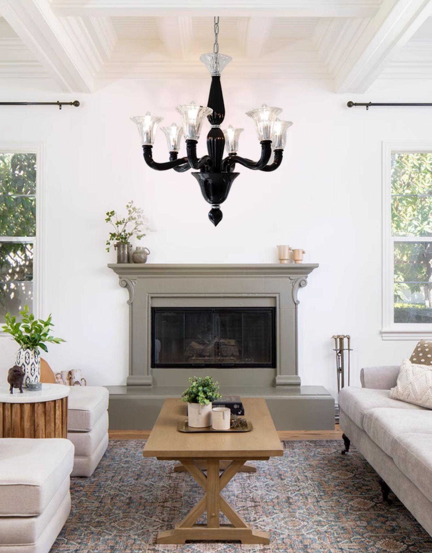 Murano Glass Candle Chandelier - Elegant Handcrafted Venetian Lighting for Dining Room & Bedroom Decor