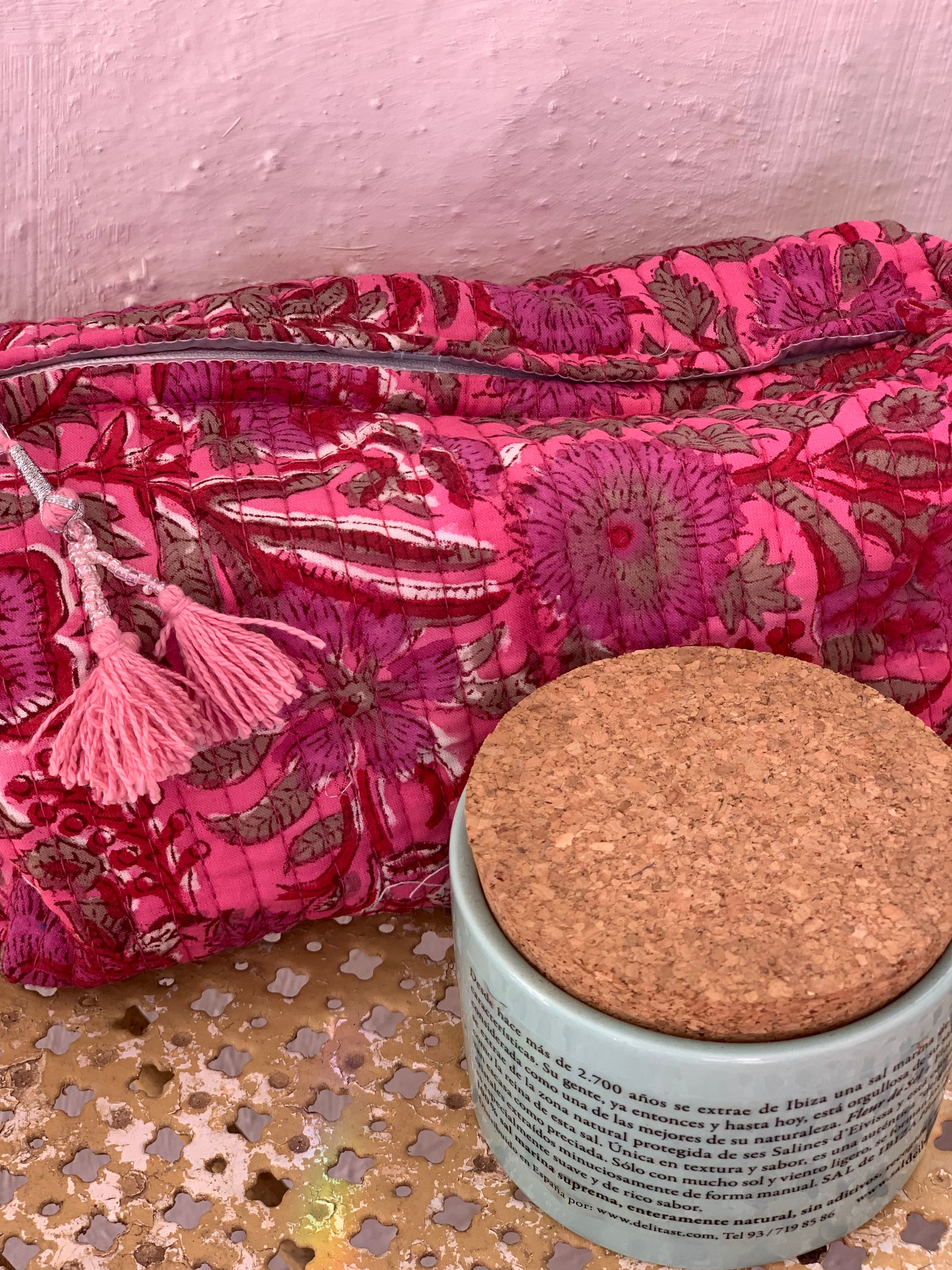 Handmade Block Print Cotton Cosmetic Bag - Eco-Friendly & Reusable (3 Sizes) - Perfect for Travel, Makeup Storage & Gift Giving