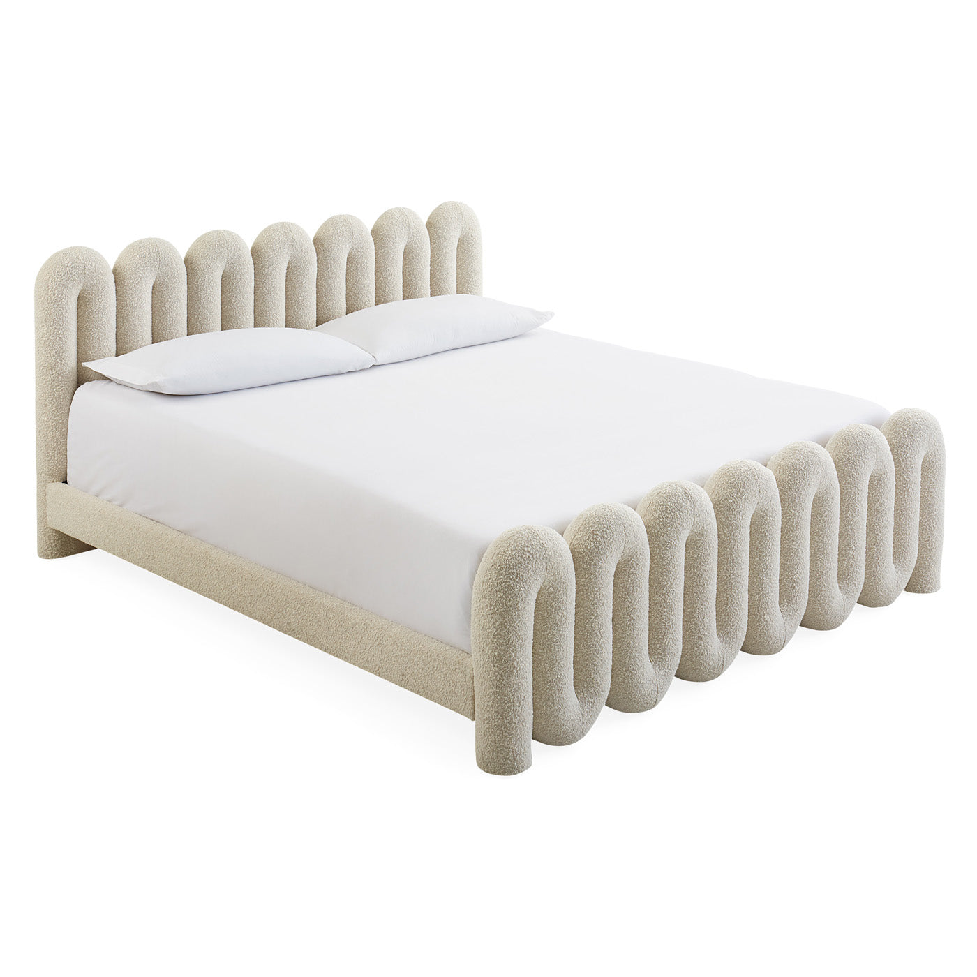 Serpentine Bed - Modern Wavy Design Queen Size Bed Frame for Bedroom | Perfect for Contemporary Home Decor & Guest Rooms