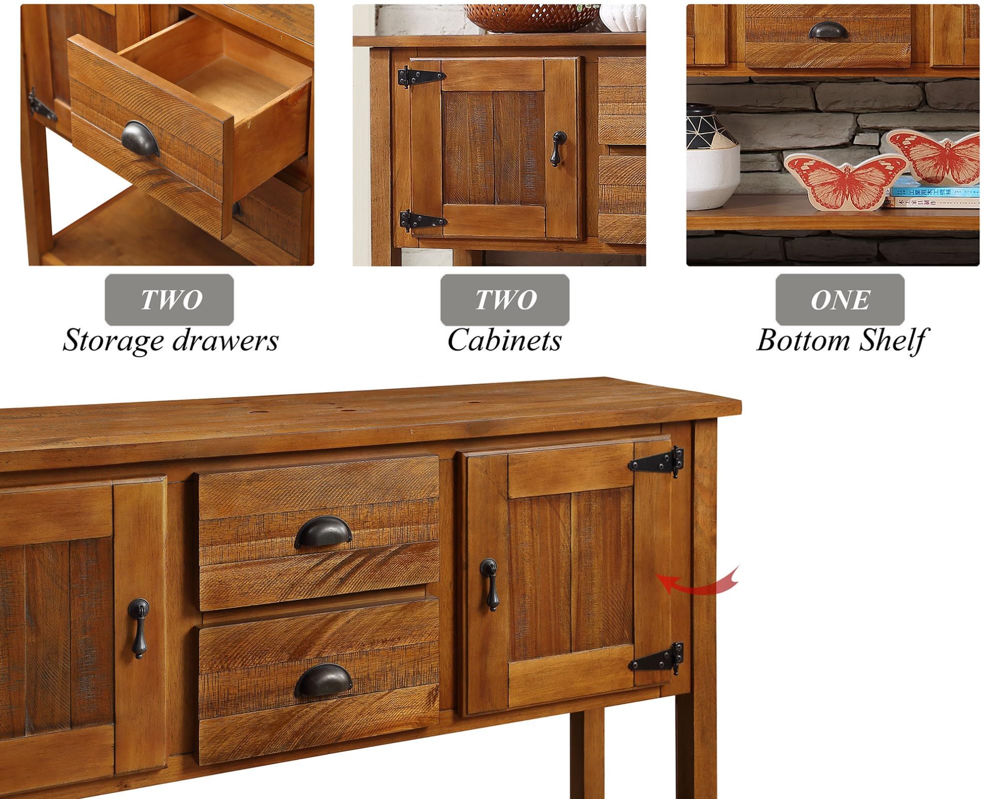 Rustic Farmhouse Sideboard Buffet Cabinet - 48