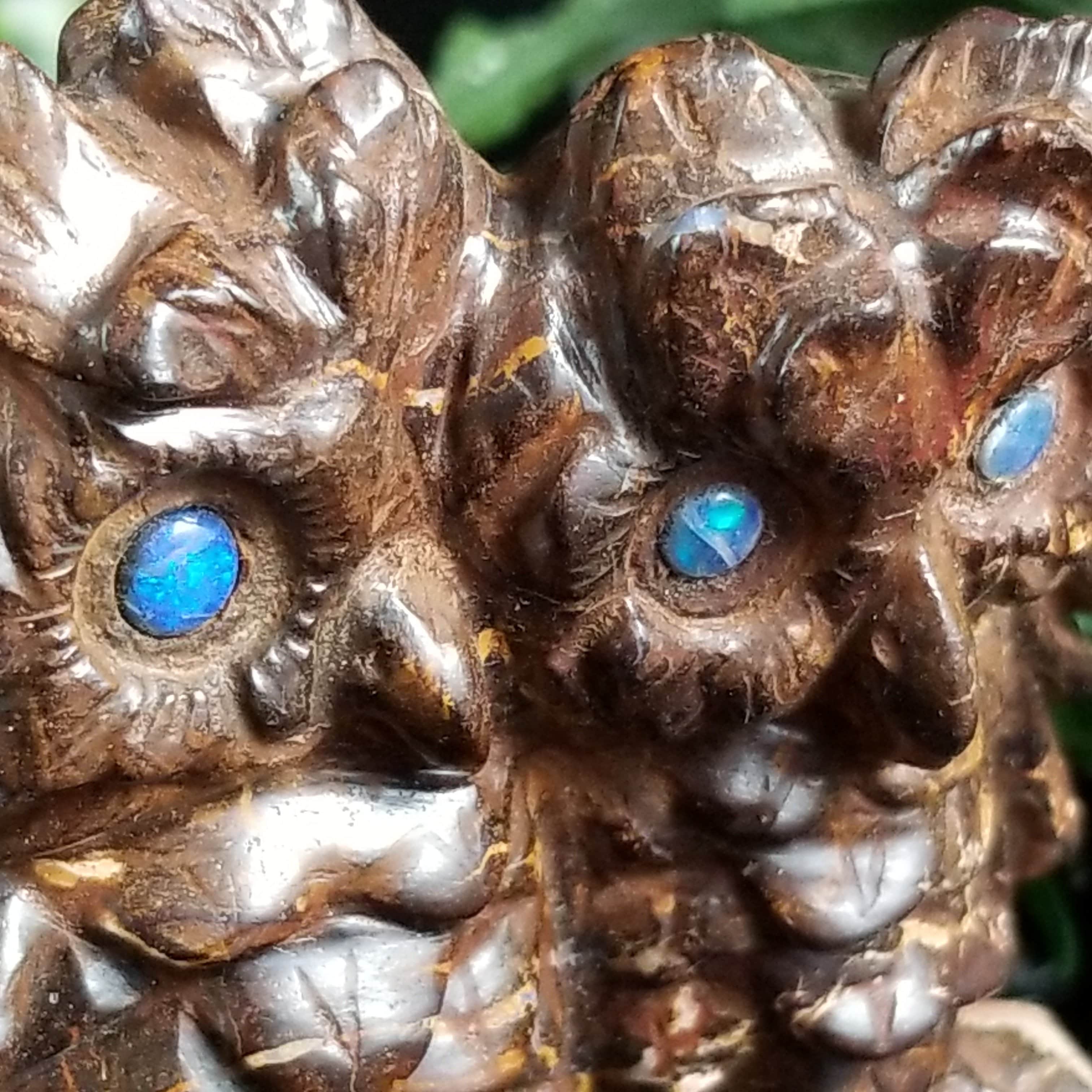 Natural Boulder Opal Owl Carvings (270g) - Handcrafted Gemstone Collectibles for Home Decor, Meditation & Spiritual Gifts