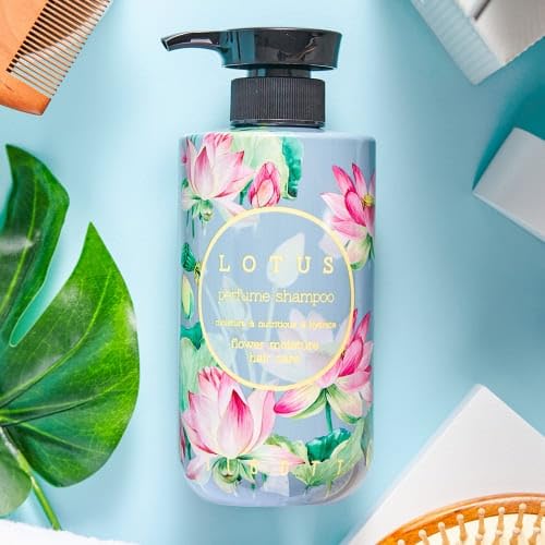 Lotus Scented Moisturizing Perfume Shampoo 500ml/16.9 fl.oz - Hydrating & Conditioning Hair Care for Dry & Damaged Hair - Perfect for Daily Use & Salon-Style Results at Home