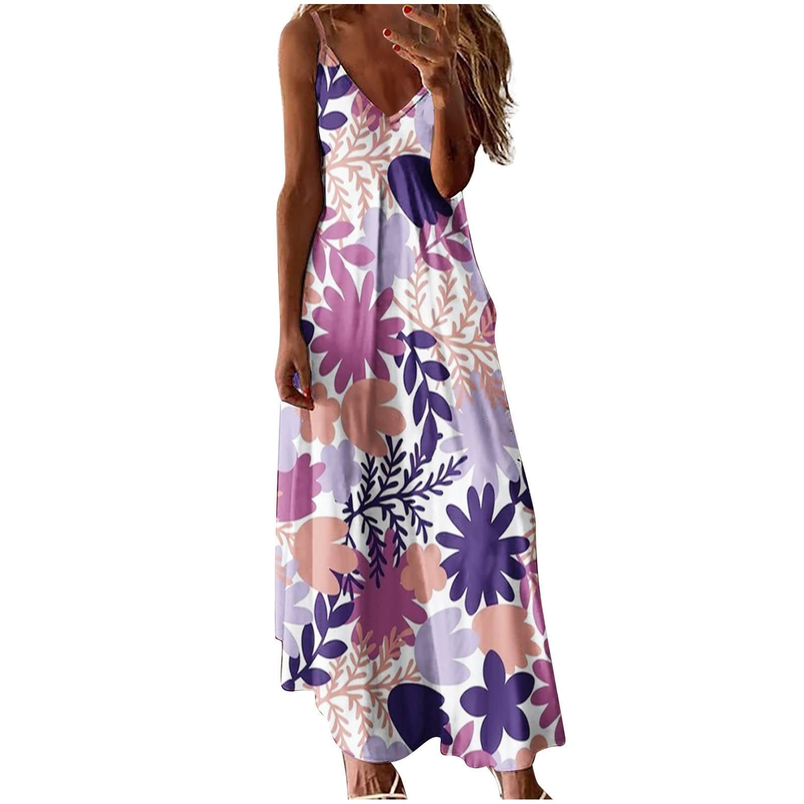 Women's Summer Maxi Dress 2024 - Sleeveless V-Neck Wrap Dress with Ruffles & Stripe Print, Mid-Waist Slim Fit Beach Long Dress for Vacation, Party, and Casual Outings