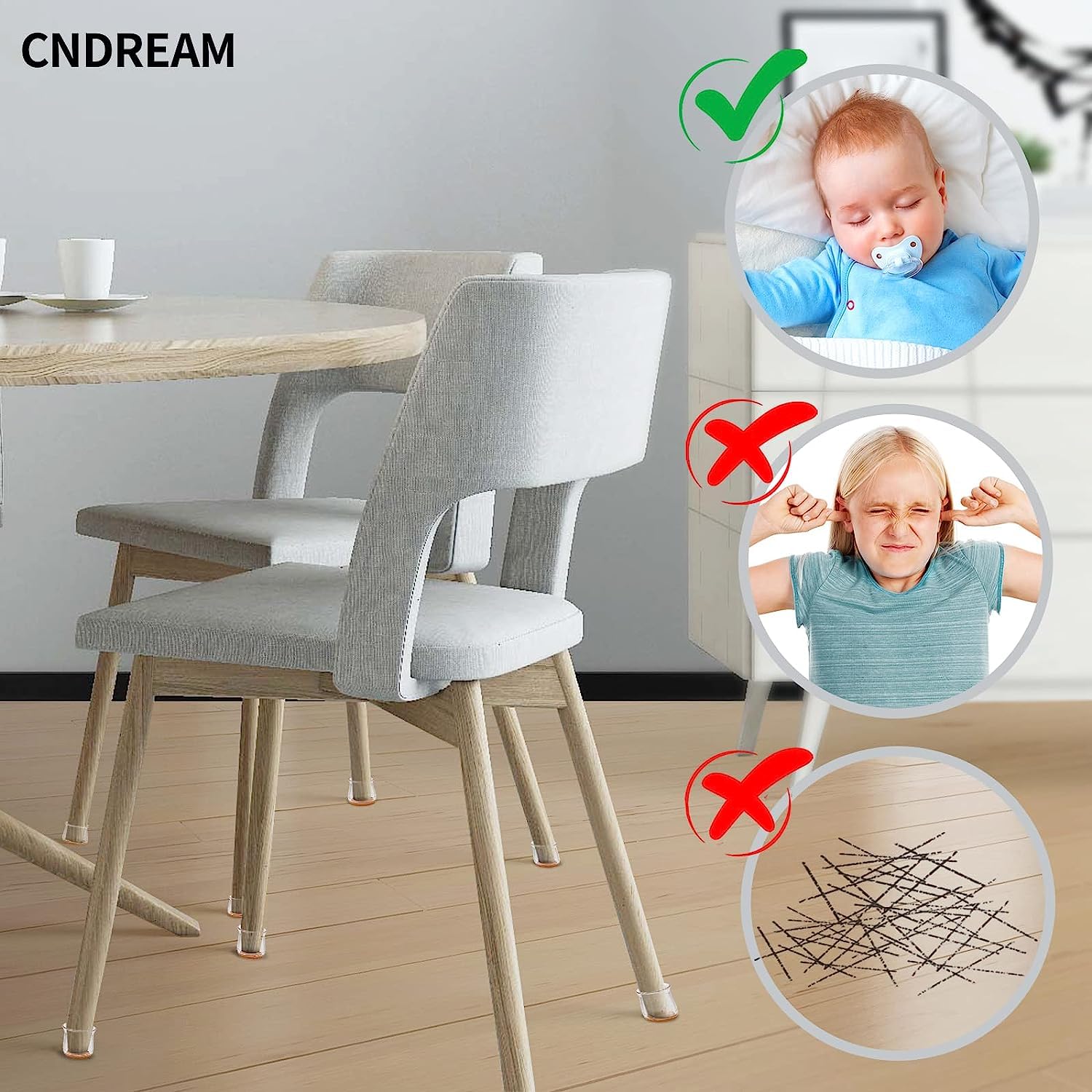32Pcs Clear Chair Leg Floor Protectors - Non-Slip Furniture Sliders for Hardwood & Tile Floors - Scratch & Noise Reduction Pads - Smooth Gliding Chair Feet Covers for Office, Dining Room & Home Use