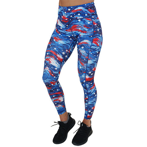USA Flag Leggings - Patriotic American Flag Print Yoga Pants for Women - Perfect for 4th of July, Workouts & Casual Wear
