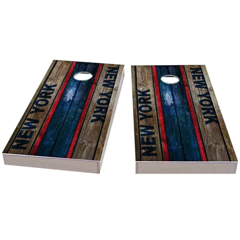 Premium New York City Themed Cornhole Game Set - 2 Wooden Boards & 8 Bean Bags for Outdoor Parties, Tailgating, and Backyard Fun