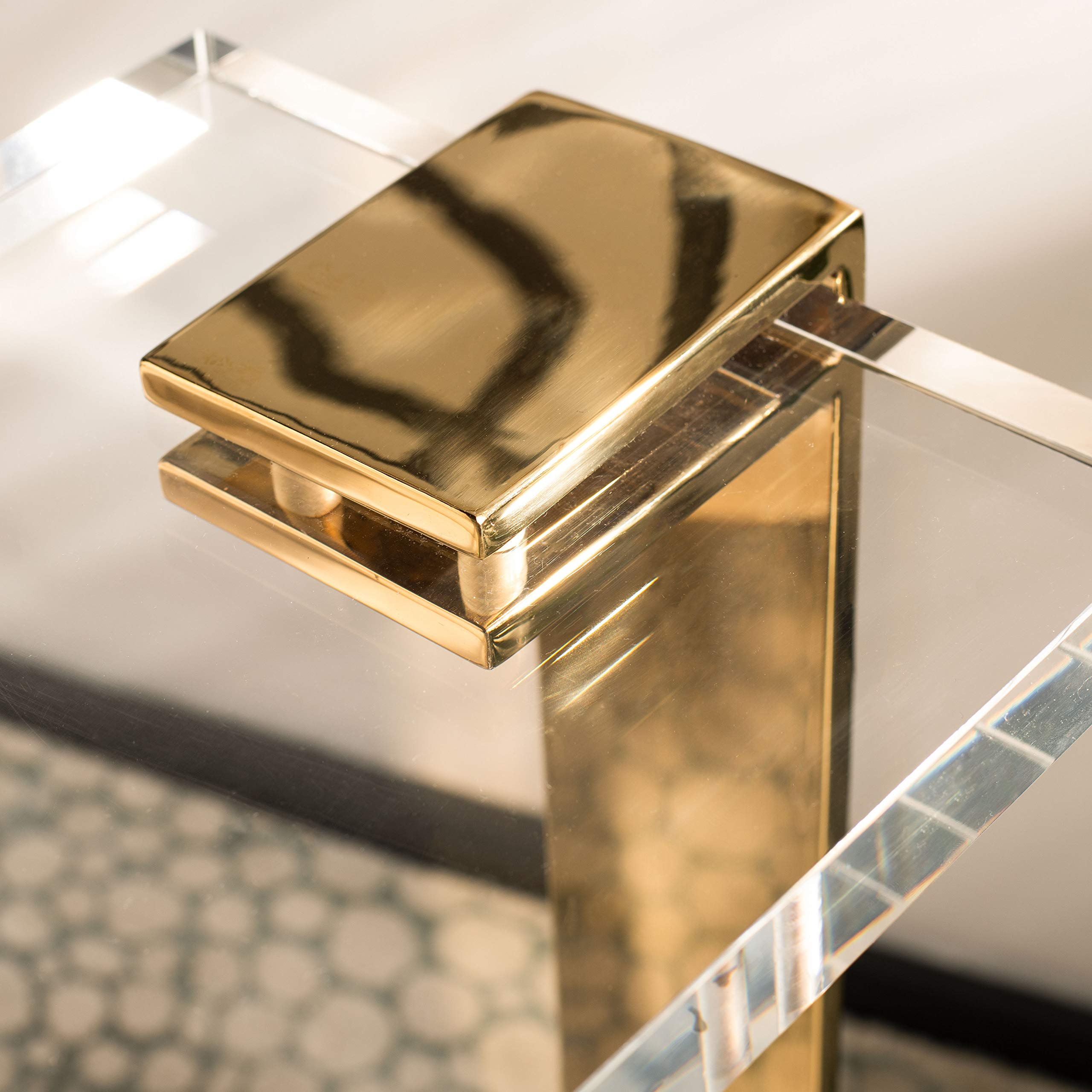 Safavieh Couture Glam Mars Clear and Brass Acrylic Drink Table - Modern Side Table for Living Room, Bedroom, or Patio - Perfect for Cocktails, Coffee, and Home Decor