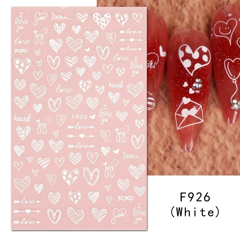 Heart & Love Nail Art Stickers - Self-Adhesive Nail Decals for DIY Manicure, Perfect for Parties, Weddings, and Special Occasions