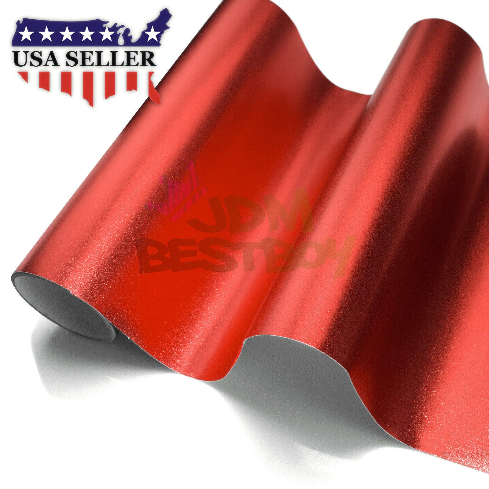 EZautowrap Chrome Glitter Red Car Vinyl Wrap Sticker - 60