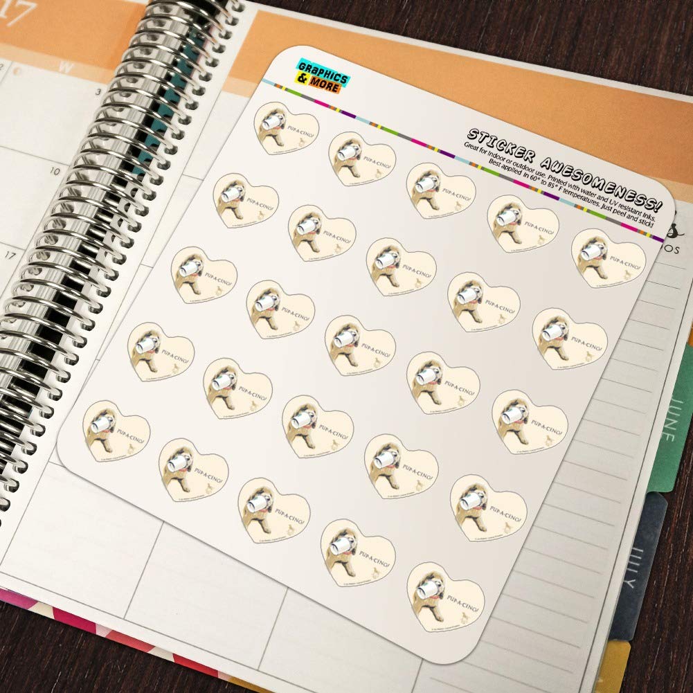 Funny Heart-Shaped Coffee Puppy Dog Planner Stickers - Humorous Scrapbook & Craft Decals for Journals, Calendars, and DIY Projects
