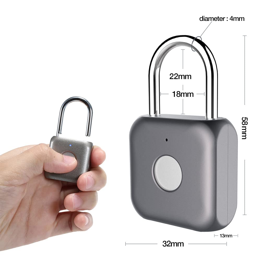 eLinkSmart Fingerprint Padlock & Combination Lock - Keyless Digital Lock for School Lockers, Gym Bags, Backpacks, Suitcases & Travel Luggage - Secure Gray Metal Padlock for Home, Office & Outdoor Use