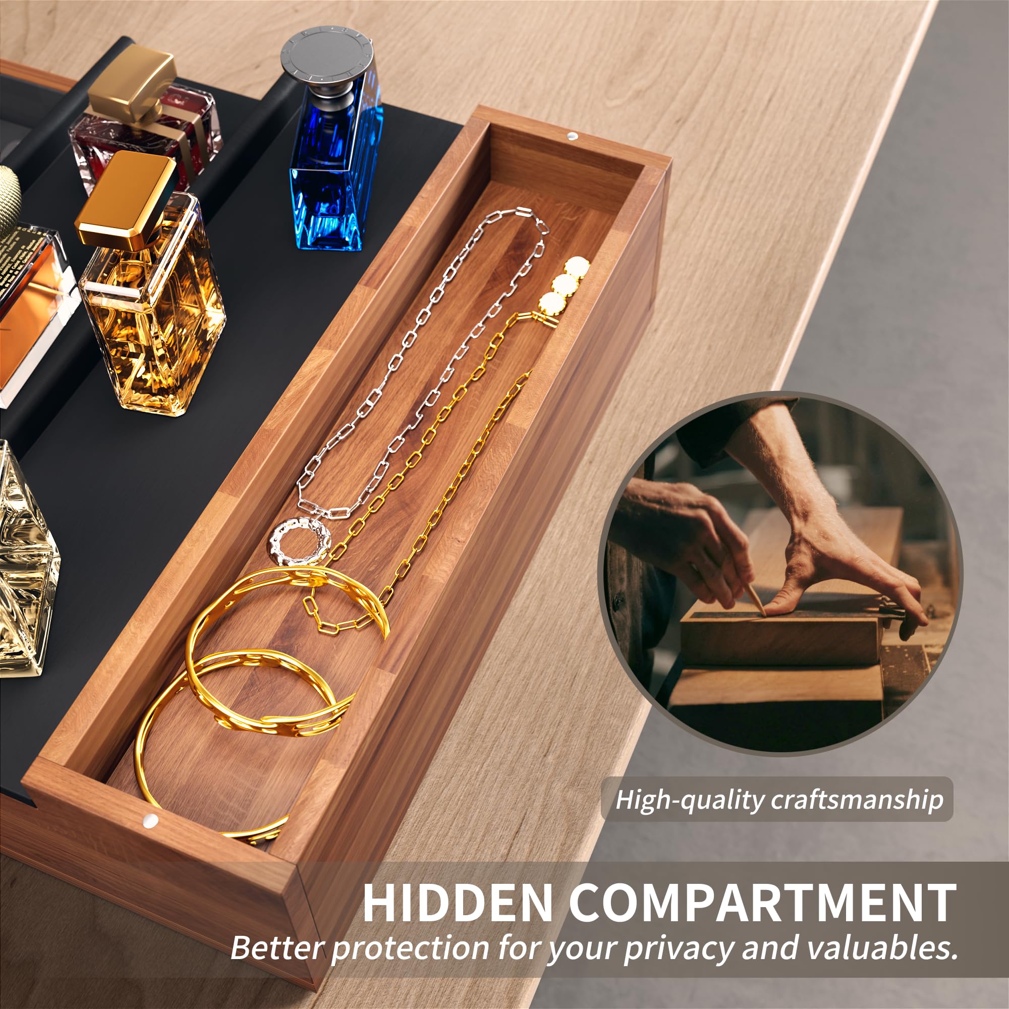 Premium Wooden Cologne Organizer for Men - Perfume Display Stand with Hidden Compartment & Drawer - Dresser Storage Riser for Fragrance Bottles - Perfect Gift for Him, Husband or Boyfriend (Brown) - Ideal for Bedroom Vanity, Bathroom Counter or Dresser Top Organization