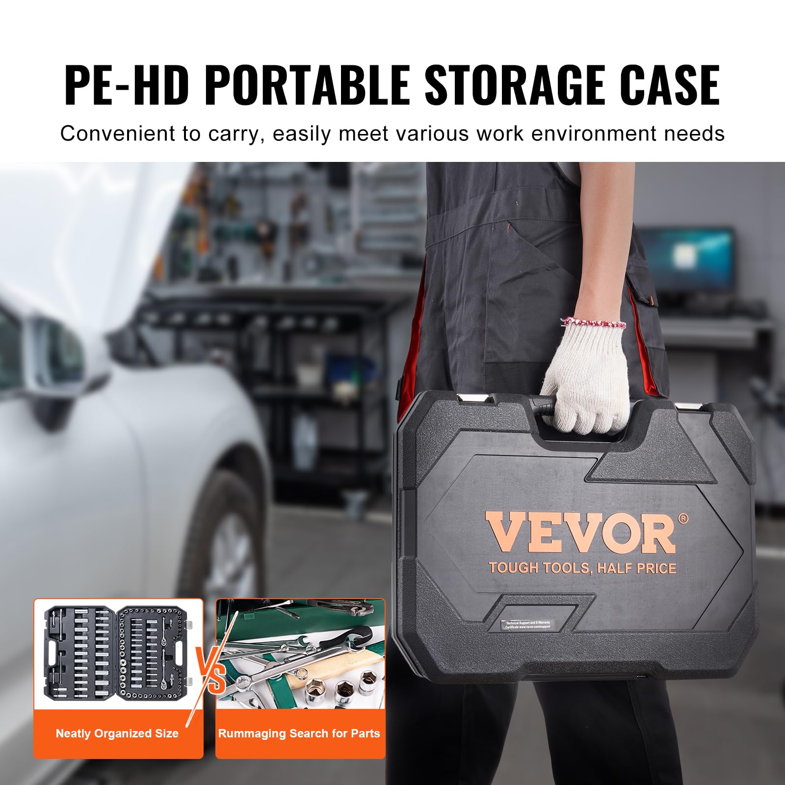 VEVOR 106-Piece Socket and Ratchet Set - 1/4
