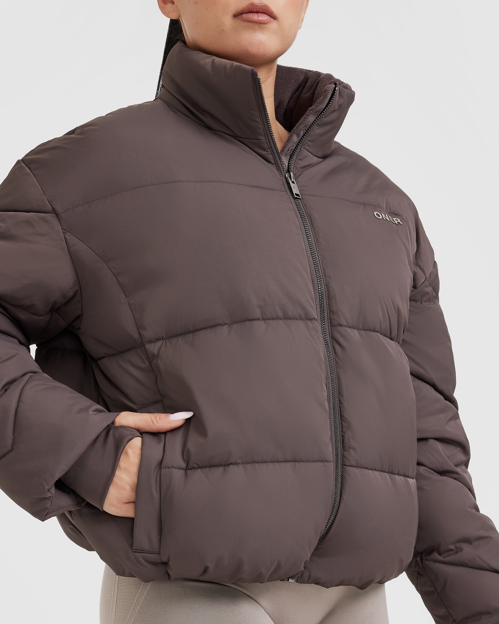 Women's Deep Mauve Puffer Jacket - Lightweight Warm Winter Coat for Outdoor Activities & Casual Wear