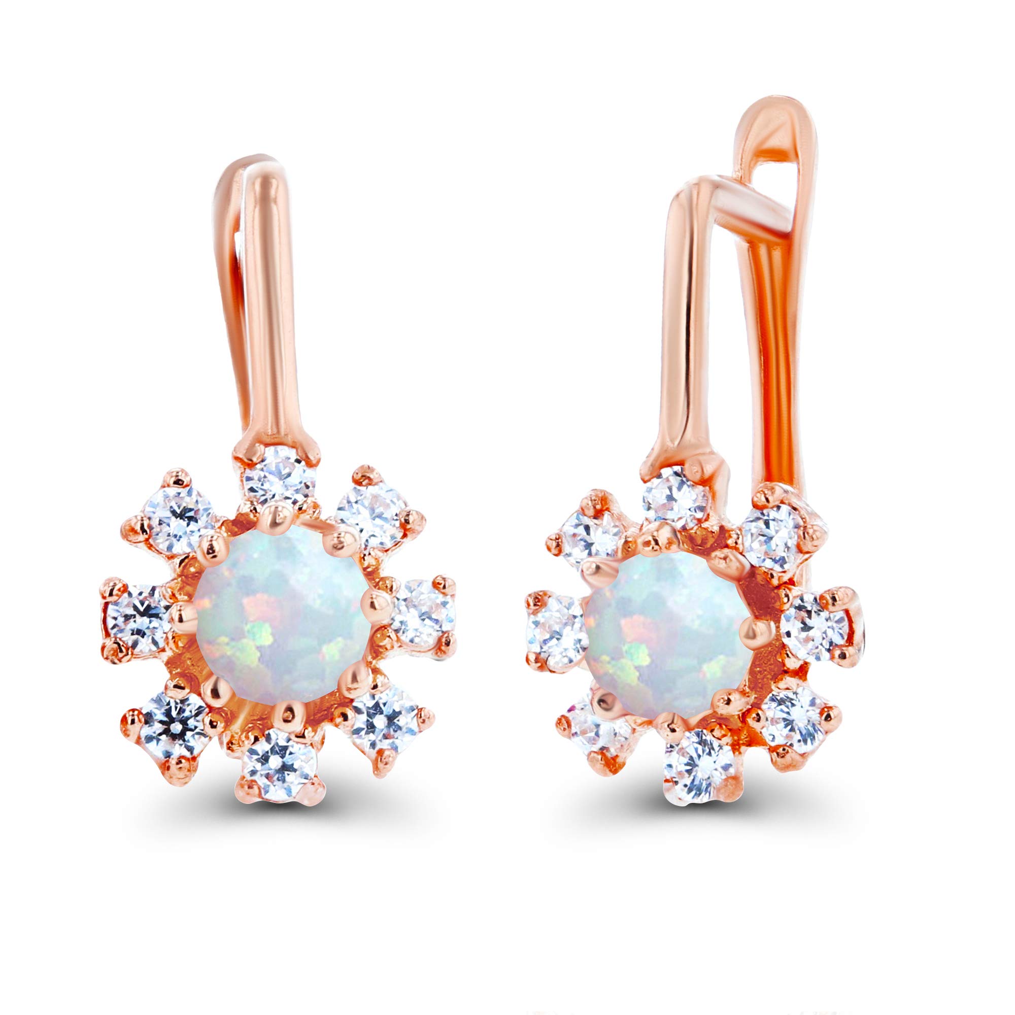 14K Gold Natural Birthstone Flower Huggie Earrings for Women - 11x6mm Floral Design with 3mm Round Birthstone & 1mm White Sapphire Halo | Elegant Everyday Jewelry, Perfect for Birthdays, Anniversaries and Special Occasions