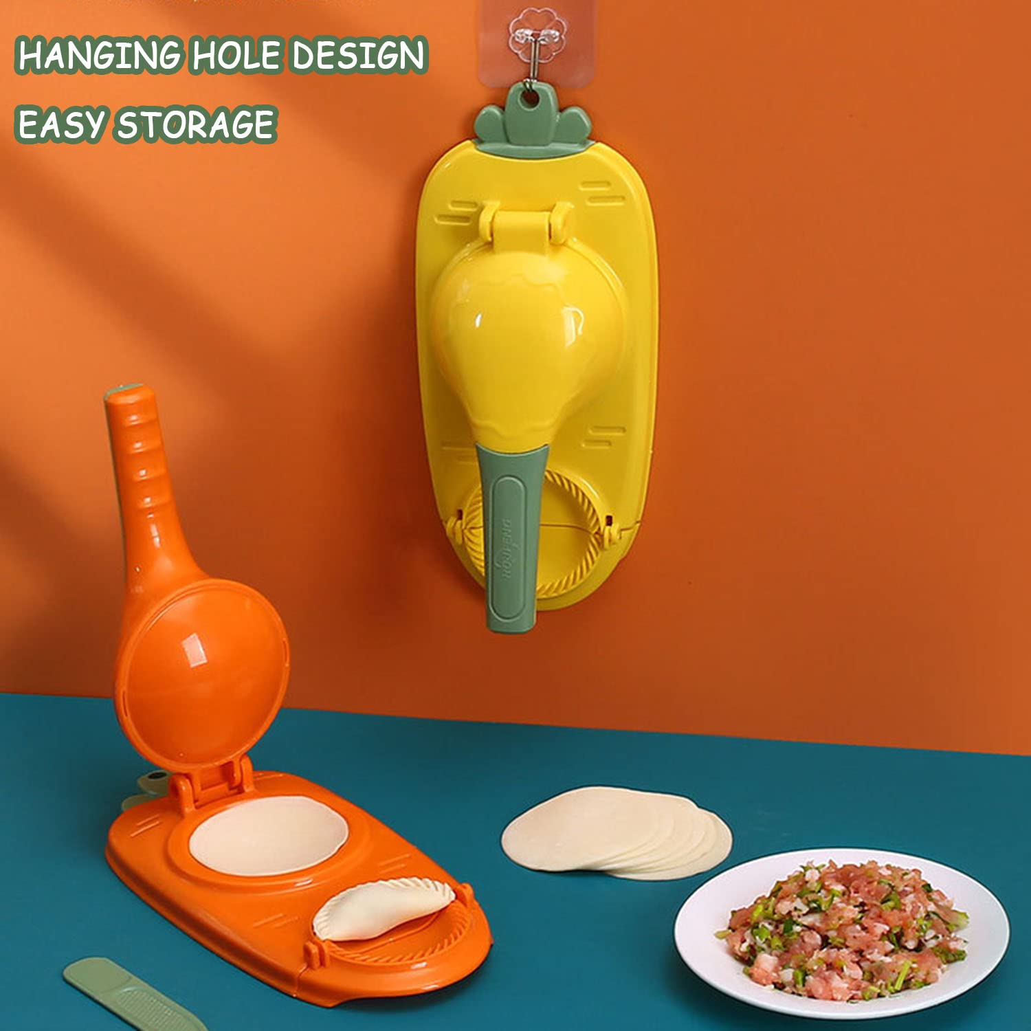 2 in 1 Dumpling Maker & Press - Portable Handheld Dumpling Wrapper Machine for Homemade Dumplings, Empanadas, Gyoza - Multi-Function DIY Dumpling Skin Mold Set (Pink) - Perfect for Family Cooking, Parties & Asian Cuisine Lovers