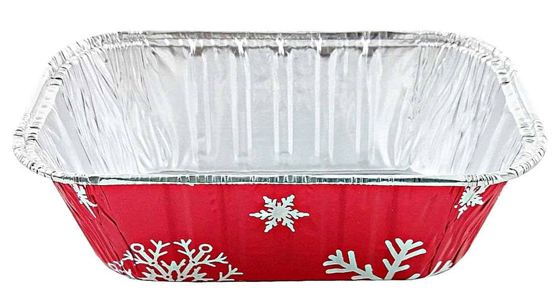 PACTOGO 50-Pack Disposable 1 lb Red Christmas Aluminum Foil Mini Loaf Pans with Clear Dome Lids - Perfect for Holiday Baking, Party Favors & Gift Giving