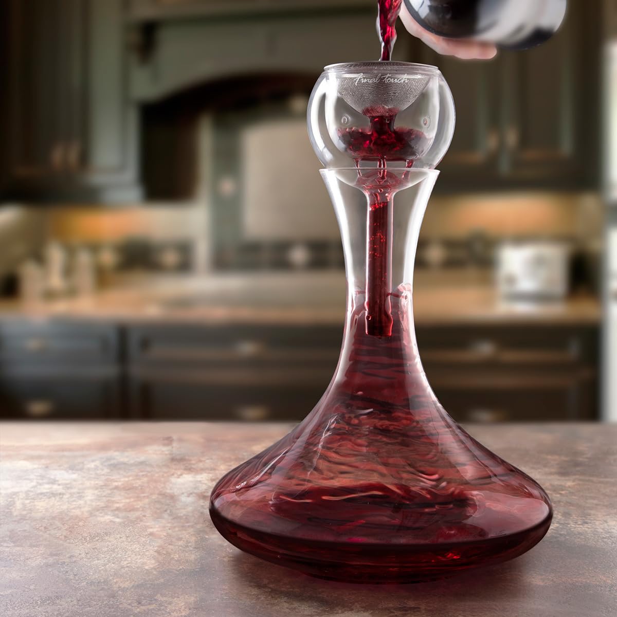 Premium Wine Decanter Set with Double Aerator - Crystal Glass Carafe for Red Wine Aeration & Decanting | Perfect for Wine Tasting, Dinner Parties & Home Bars