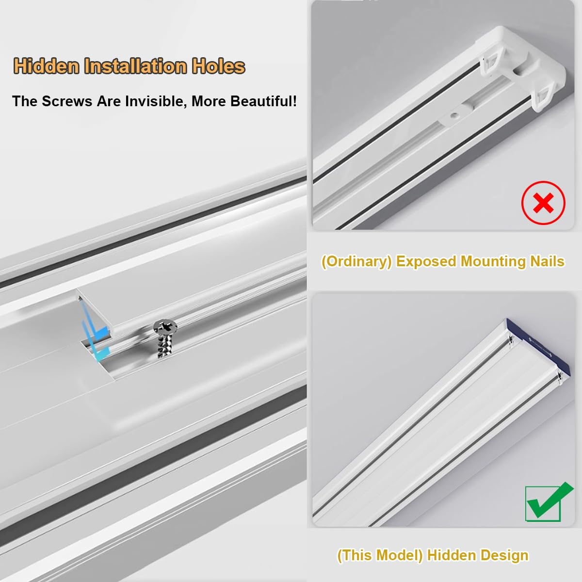 Heavy Duty Silent Double Curtain Track - Ceiling Mount Aluminum Rails 3.3FT to 26.2FT for Living Room, Bedroom & Room Divider - White (7.4M/24.3FT) - Perfect for Noise Reduction & Smooth Gliding in Home & Office Spaces