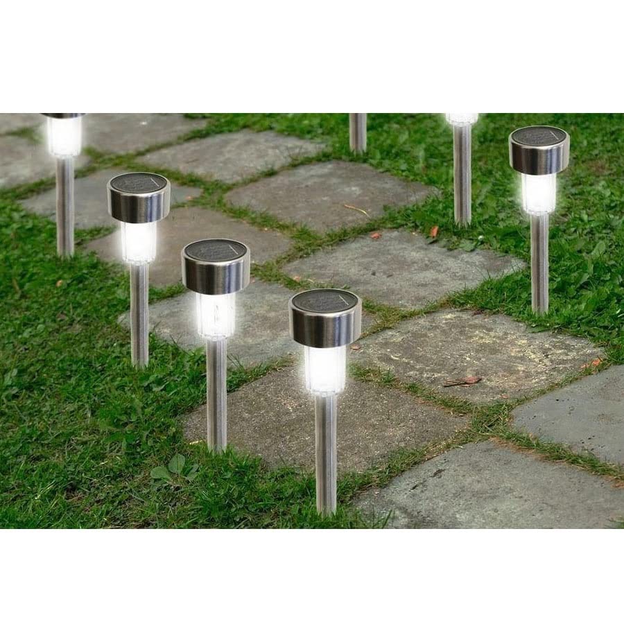 24PCS Solar Powered LED Garden Lights Outdoor - Waterproof Stainless Steel Landscape Lighting for Yard, Pathway, Patio, and Backyard Decor