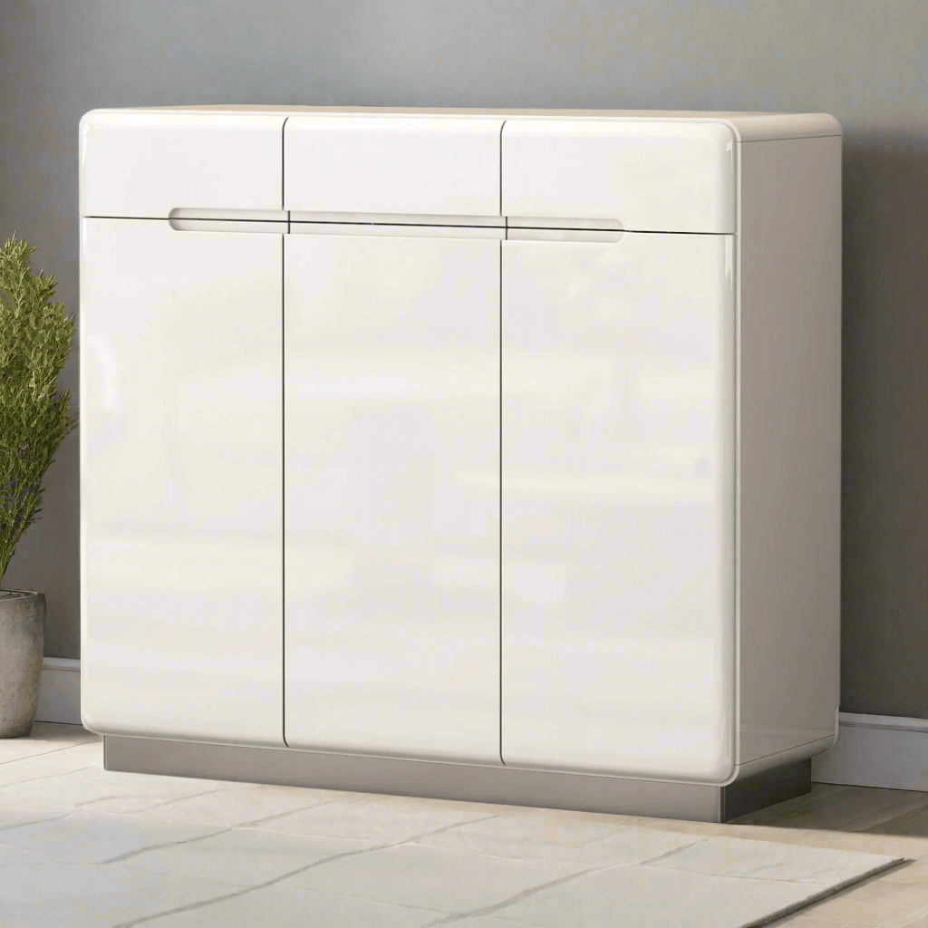 Estrella 3 Door White Shoe Cabinet - 100cm Entryway Storage Organizer for Shoes, Boots & Accessories | Perfect for Hallway, Closet & Mudroom Organization