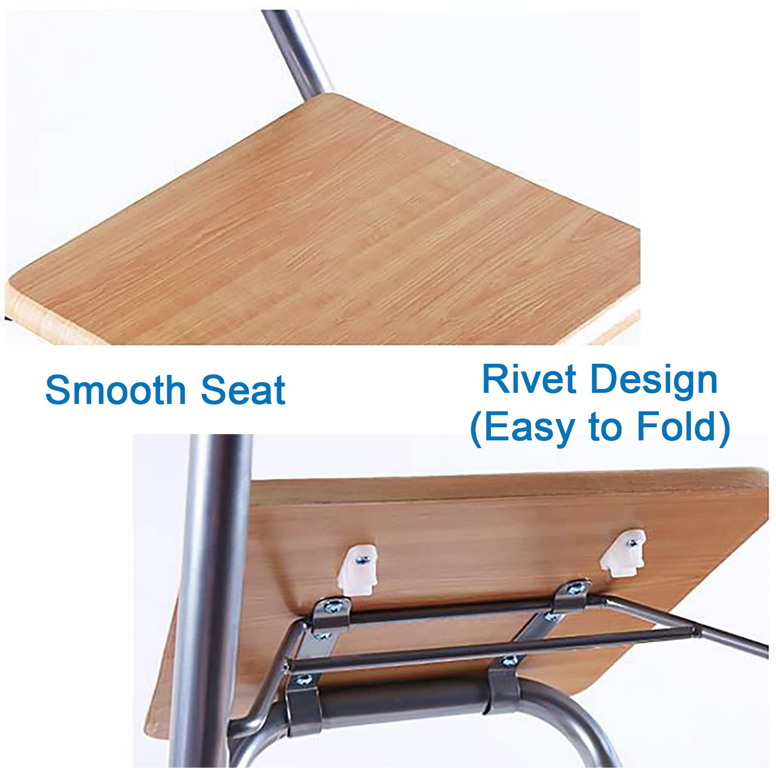 Folding Bar Stool with Back - 27/29 Inch Wooden Pub Chair with Metal Frame - 220 lbs Weight Capacity - 7 Color Options - Perfect for Kitchen Island, Home Bar, Restaurant & Outdoor Use