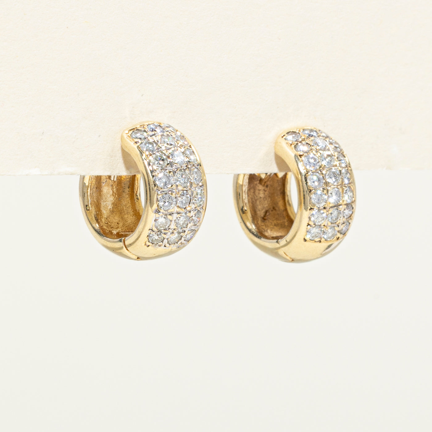 1.05ctw Pave Set Multi Row Diamond Huggie Earrings - Elegant Hoop Earrings for Women, Perfect for Weddings, Parties & Everyday Wear