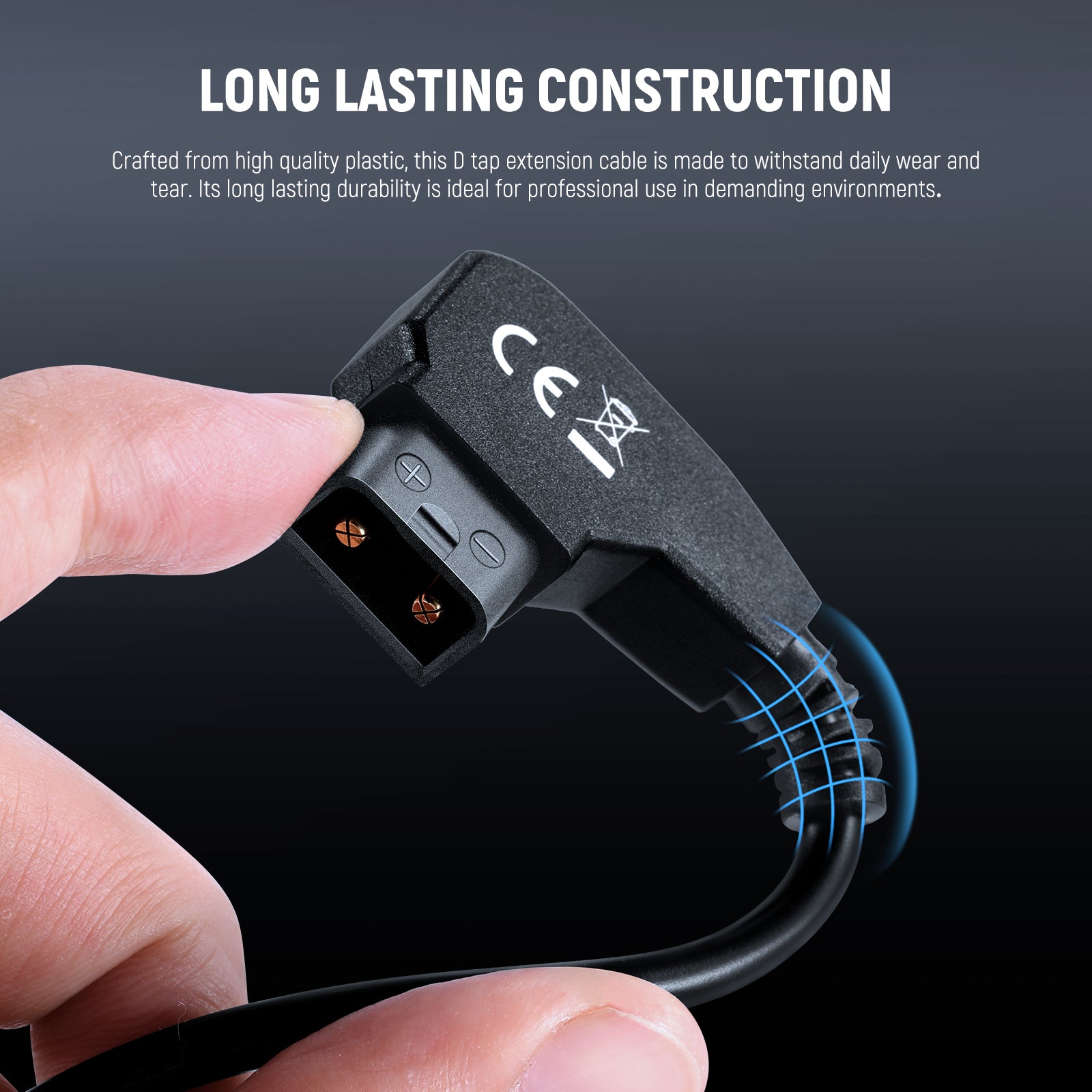 NEEWER NC012 D-Tap Male to D-Tap Female Extension Power Cable for Camera, LED Light & Film Equipment - 12V Power Supply Cord for Professional Photography & Videography