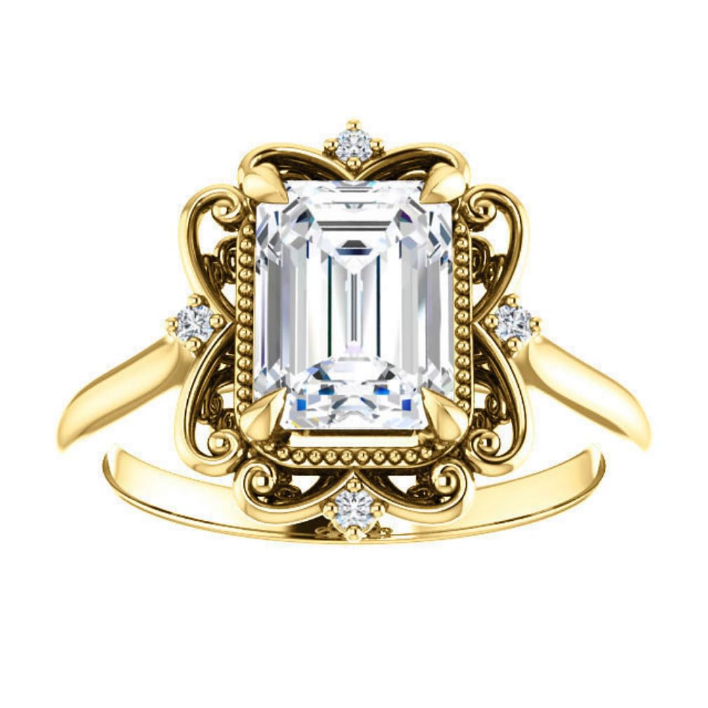 1-3 CT Emerald Cut Moissanite Engagement Ring Set for Women - Vintage Style Solitaire Halo Wedding Ring in 925 Silver/10K/14K/18K Gold - Anniversary & Promise Gift - Perfect for Proposals, Weddings & Special Occasions