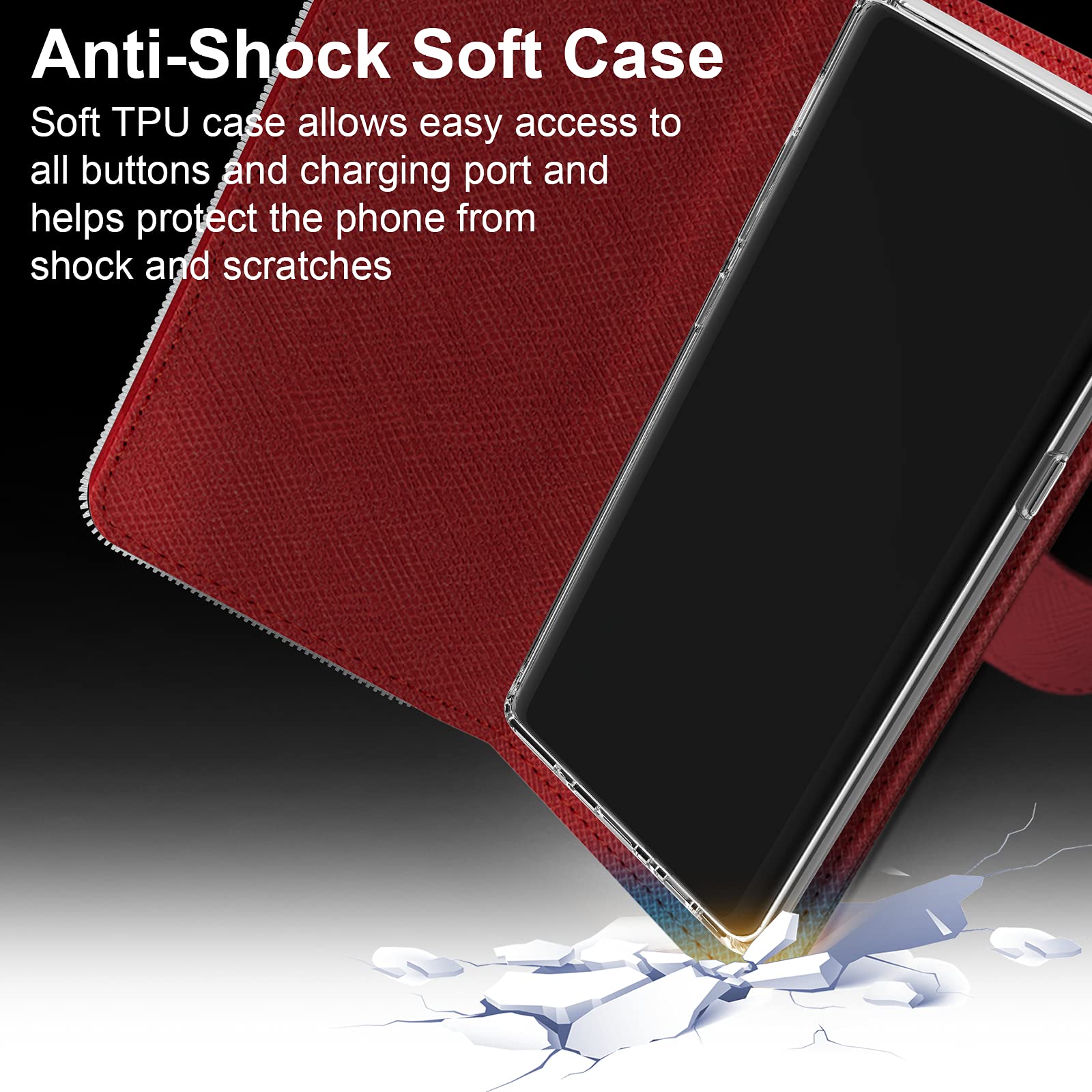 Premium PU Leather Galaxy Note 8 Wallet Case with Zipper Closure, Card Holder & Strap - Burgundy Flip Cover Folio for Protection & Style | Perfect for Business, Travel & Everyday Use