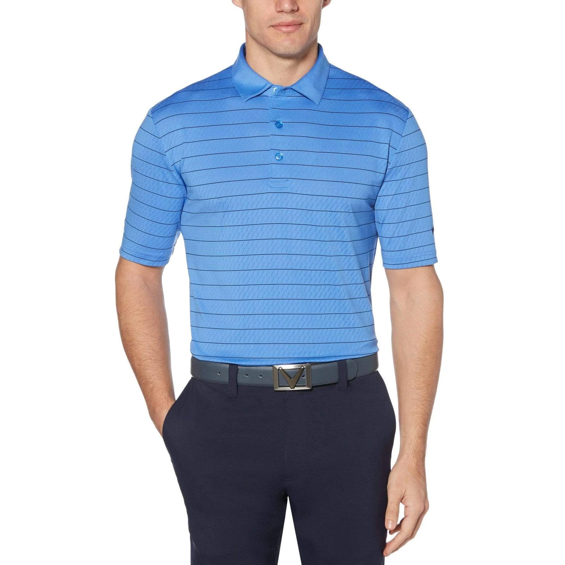 Callaway Men's Ventilated Stripe Golf Polo Shirt - Moisture-Wicking & Breathable for Comfort on the Golf Course